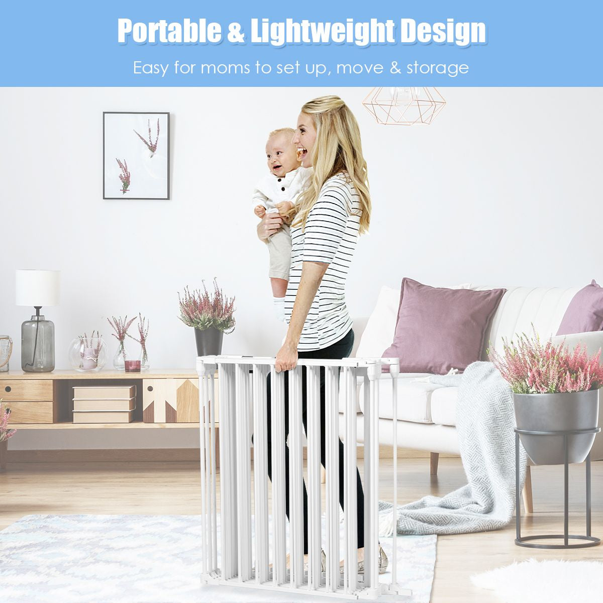 6-Panel Baby Pet Safety Playpen with Walk through Door