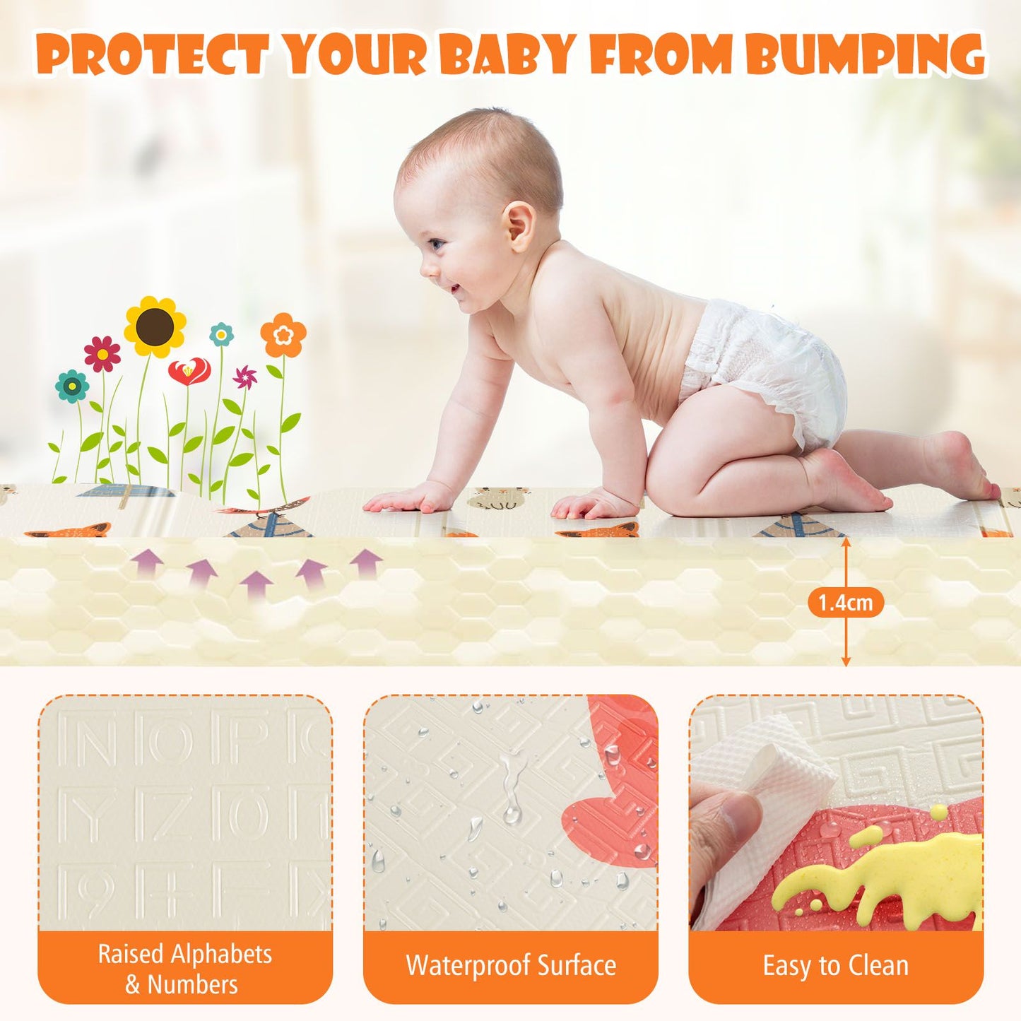 200 X 180 Cm Extra Large Baby Floor Mat with Carry Bag