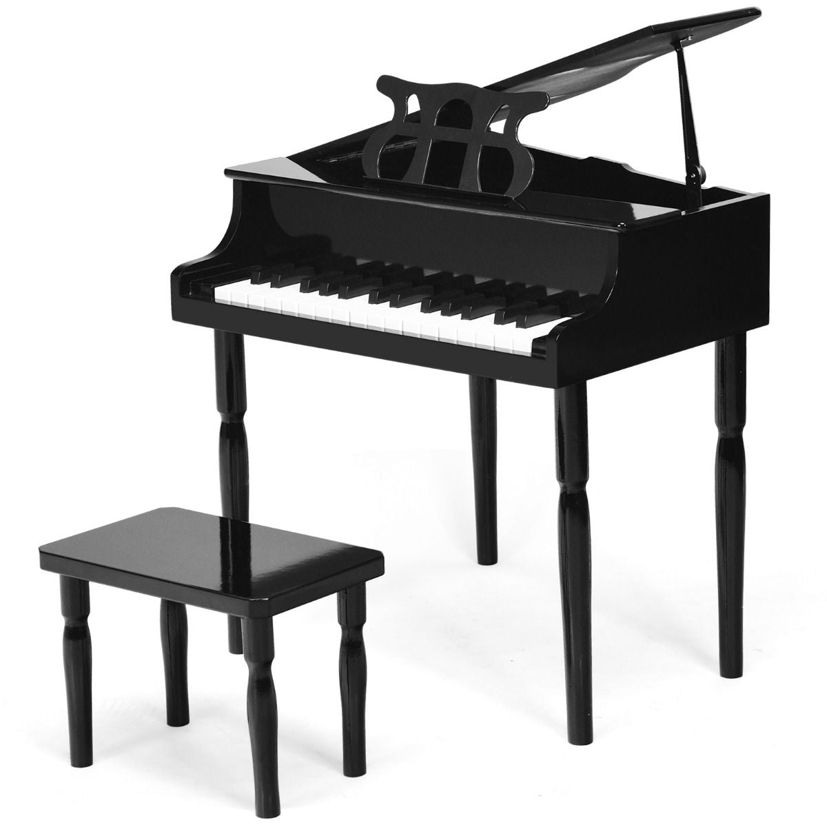 30-Key Classical Learn-To-Play Musical Instrument Toy with Music Stand and Solid Wood Legs