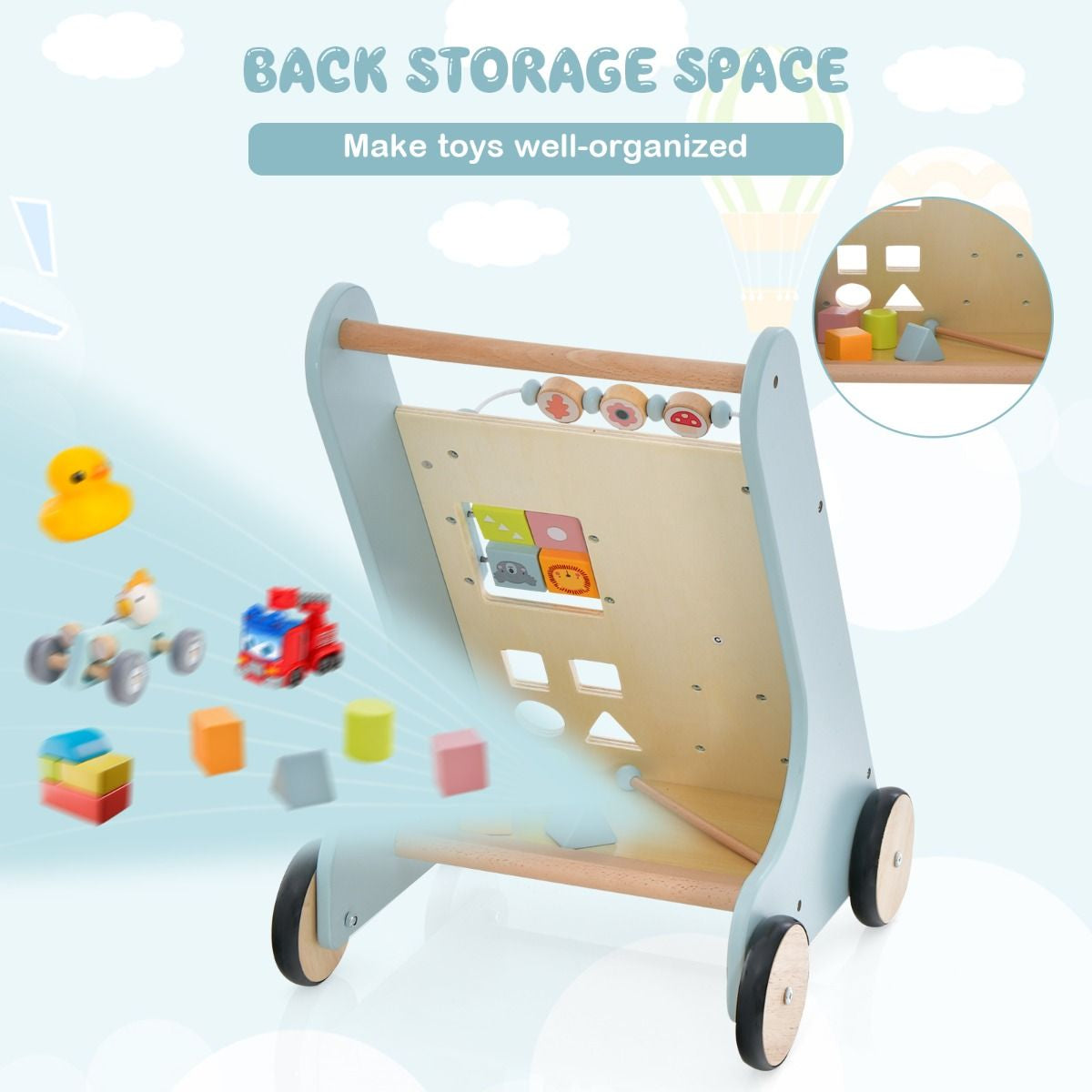 Toddler Push Walker with Xylophone and Flip Blocks