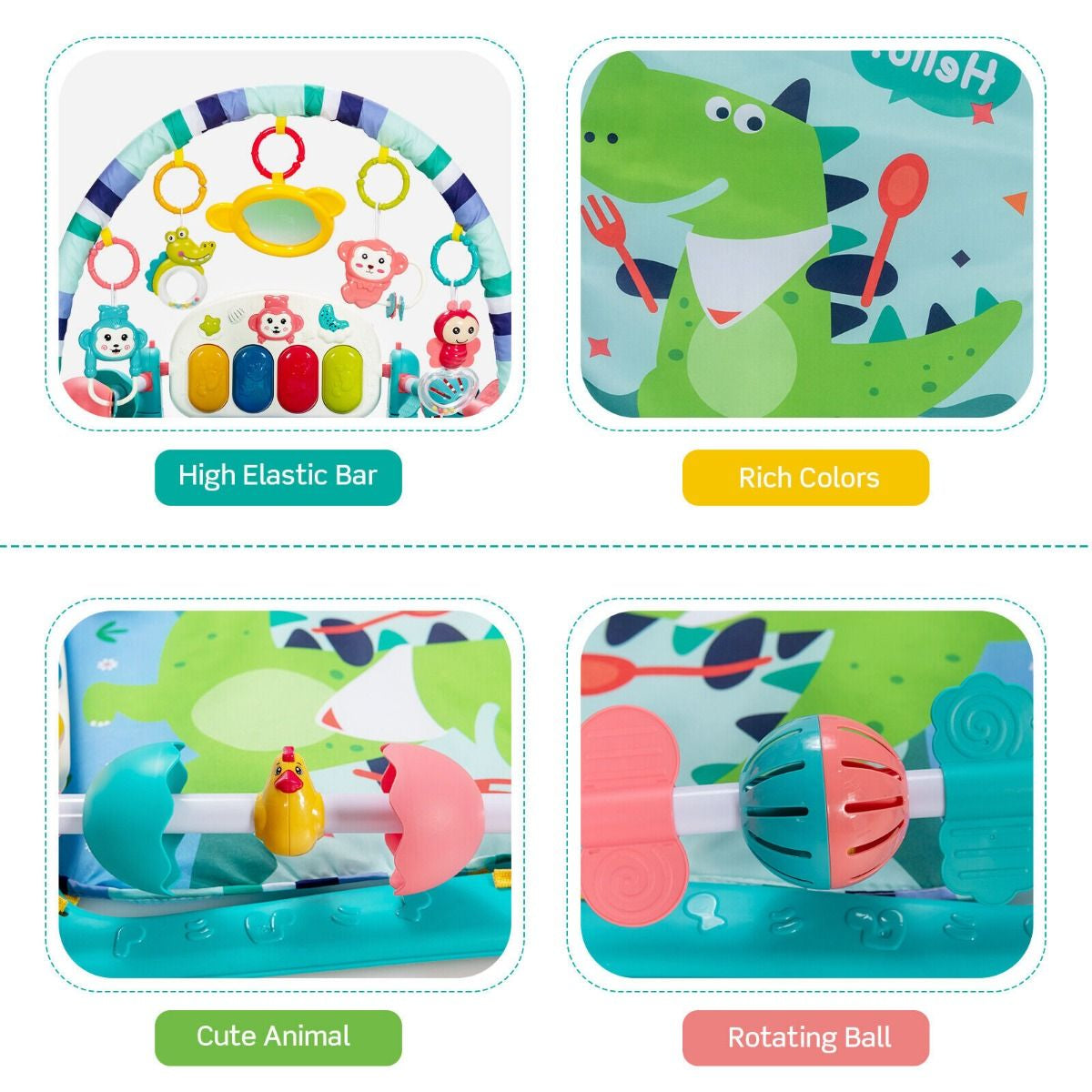 Baby Play Mat Kick and Play Piano Gym Activity Center with Projector
