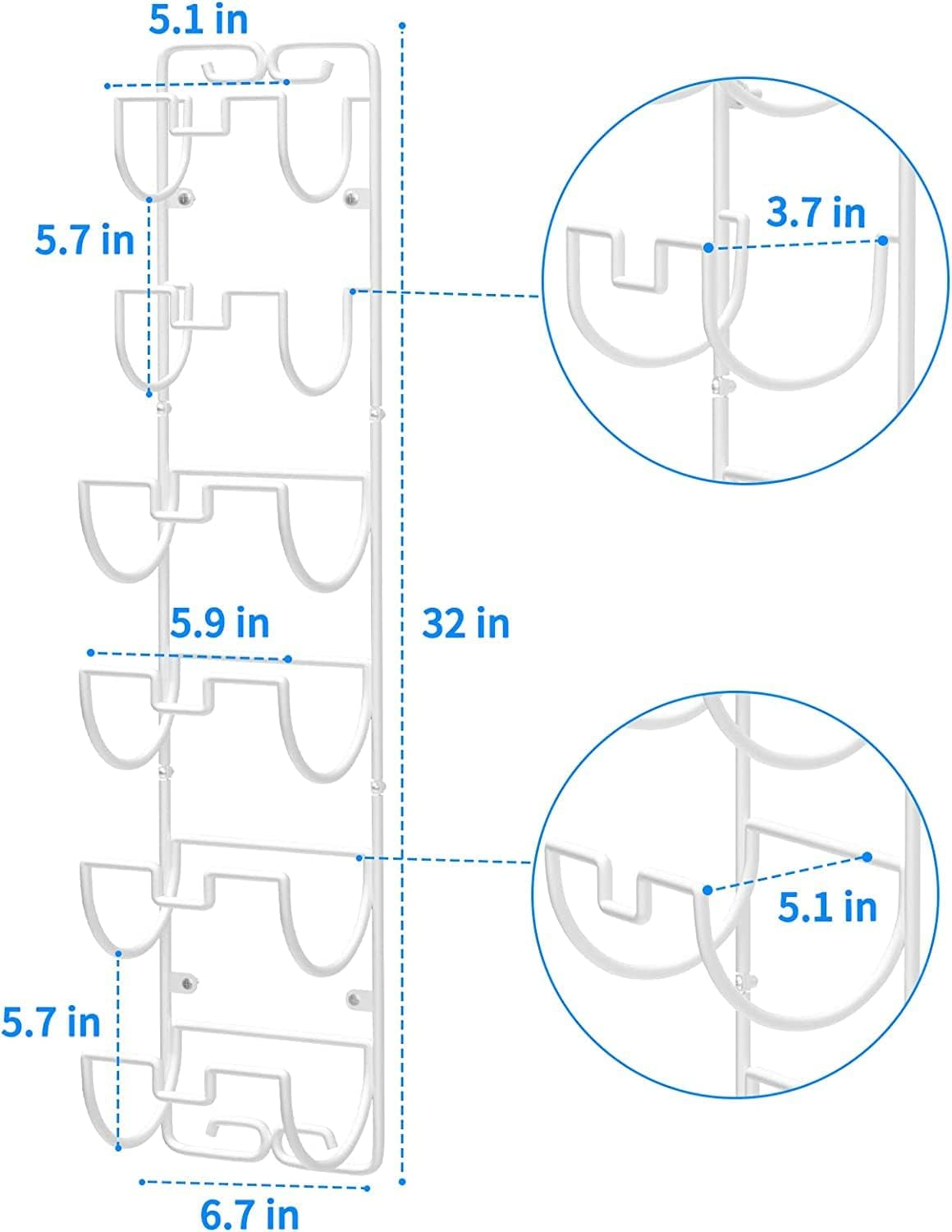 Towel Storage Rack Wall Mounted – Hanging Towel Rack for Bathroom with 6 – Metal