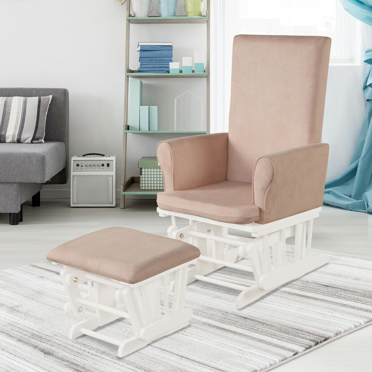 Wooden Glider Chair with Footstool