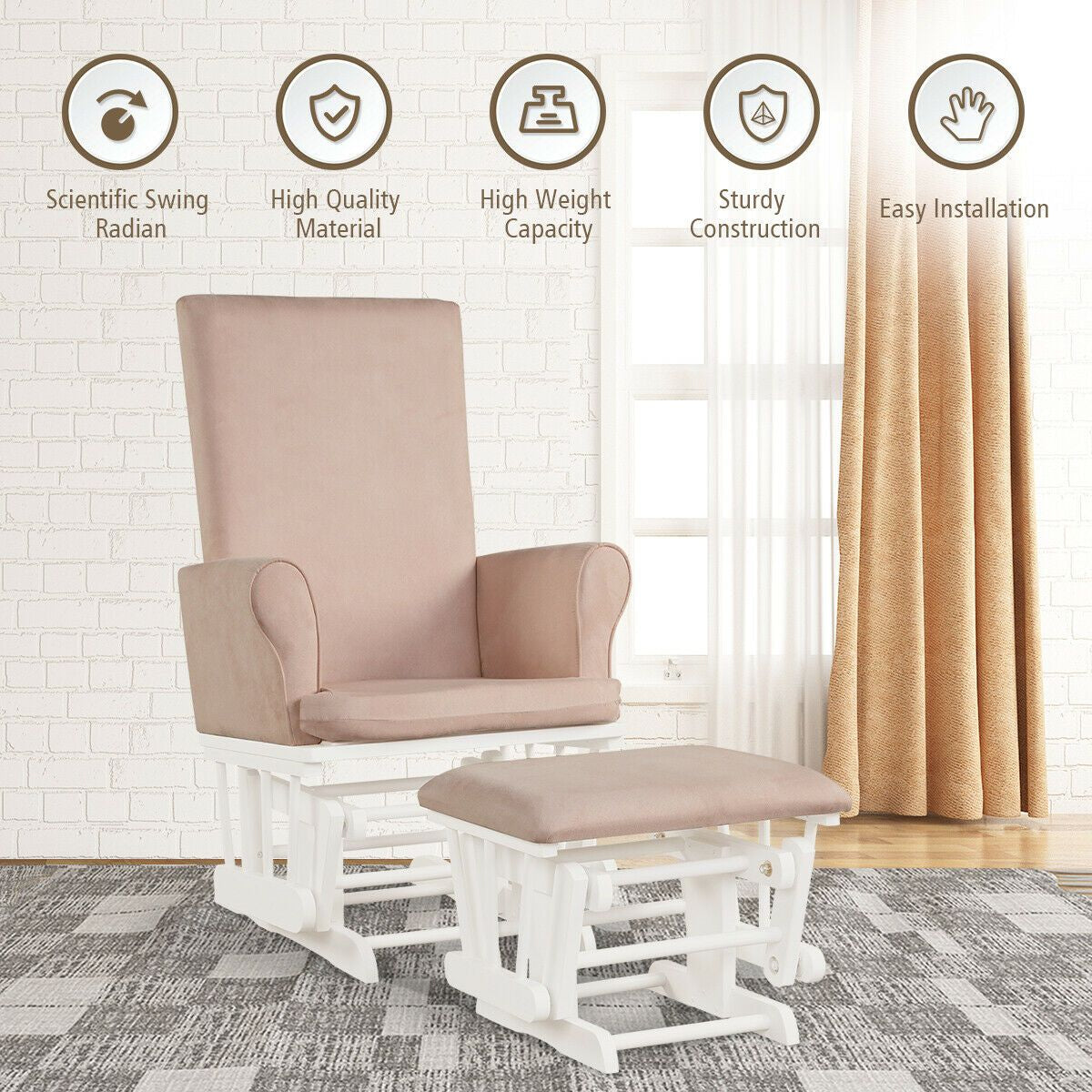 Wooden Glider Chair with Footstool