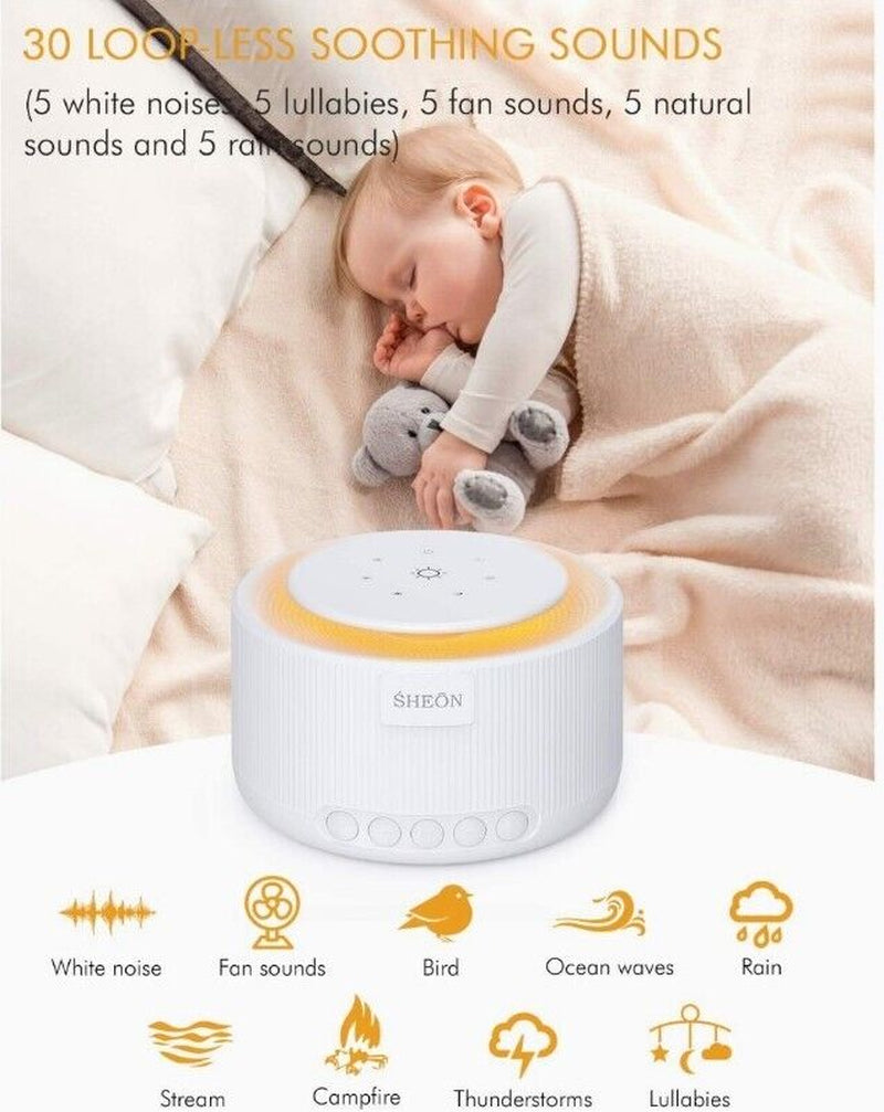 White Noise Machine, SHEON Portable Sound Machine with 30 Non Looping Natural...