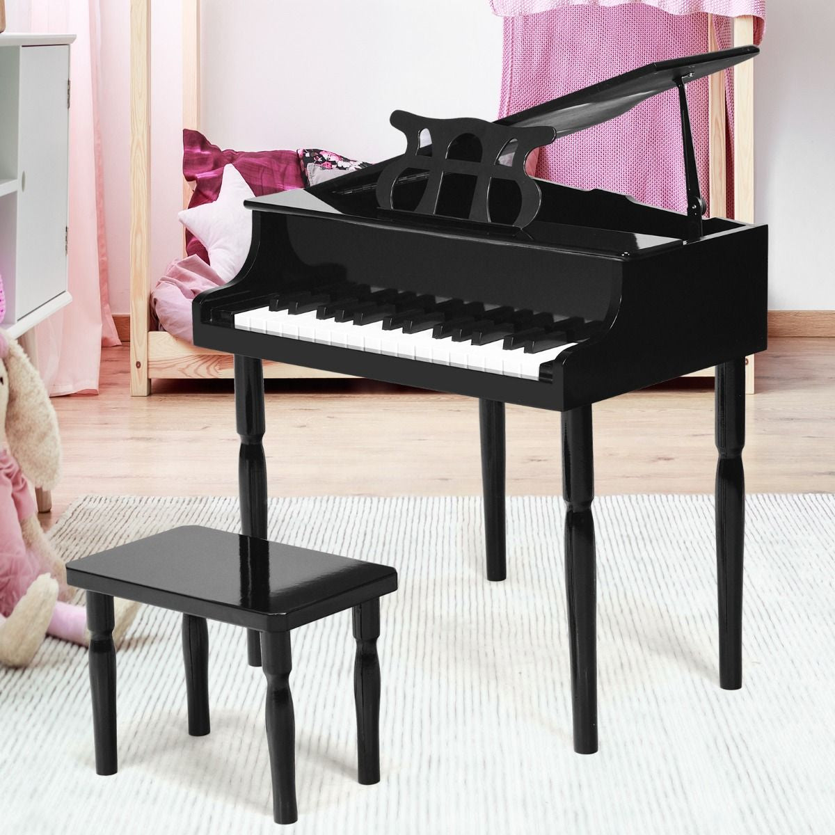 30-Key Classical Learn-To-Play Musical Instrument Toy with Music Stand and Solid Wood Legs