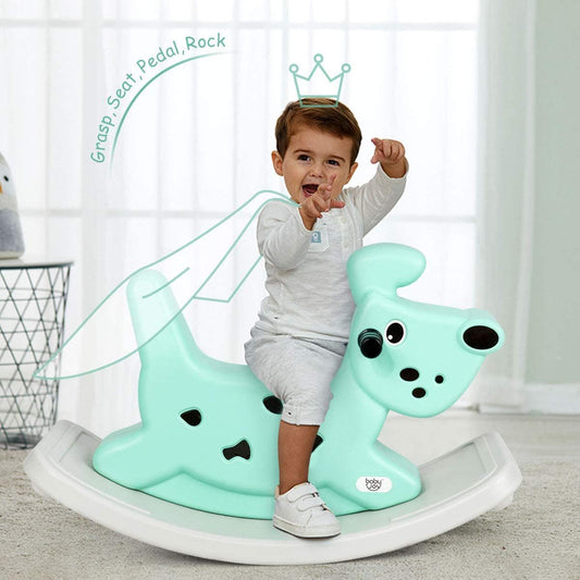 Kids Rocking Horse, Toddler Ride on Toy with Grip Handles, Music, and Lights