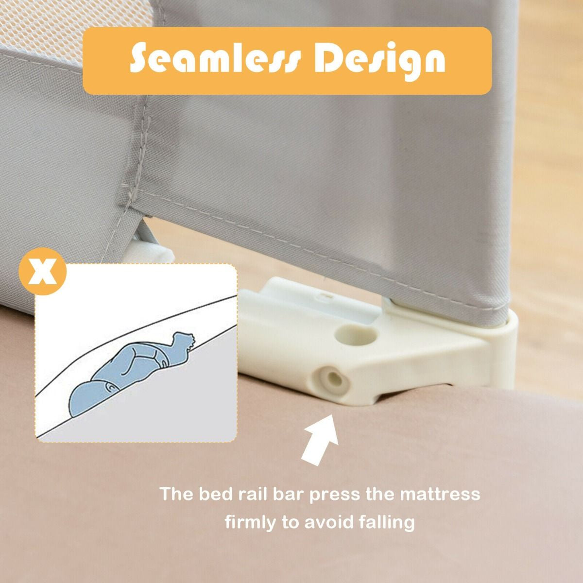 142/175CM Toddler Infant Security Guardrail with Double Lock