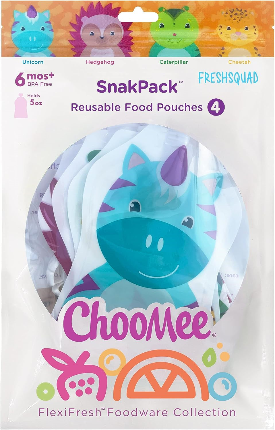 Choomee Snakpack Reusable Baby Food Pouch | 4 CT, 5 Oz