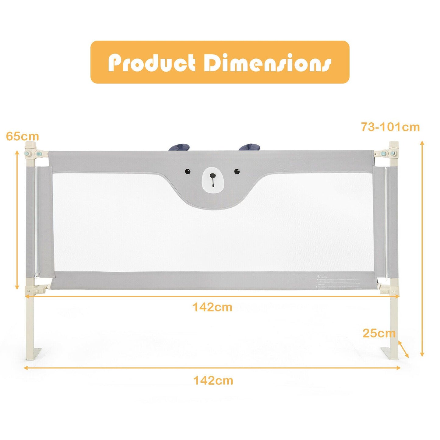142/175CM Toddler Infant Security Guardrail with Double Lock
