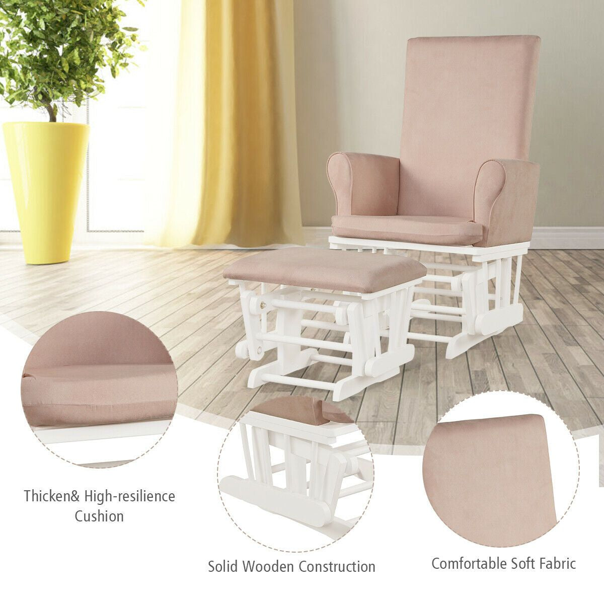 Wooden Glider Chair with Footstool