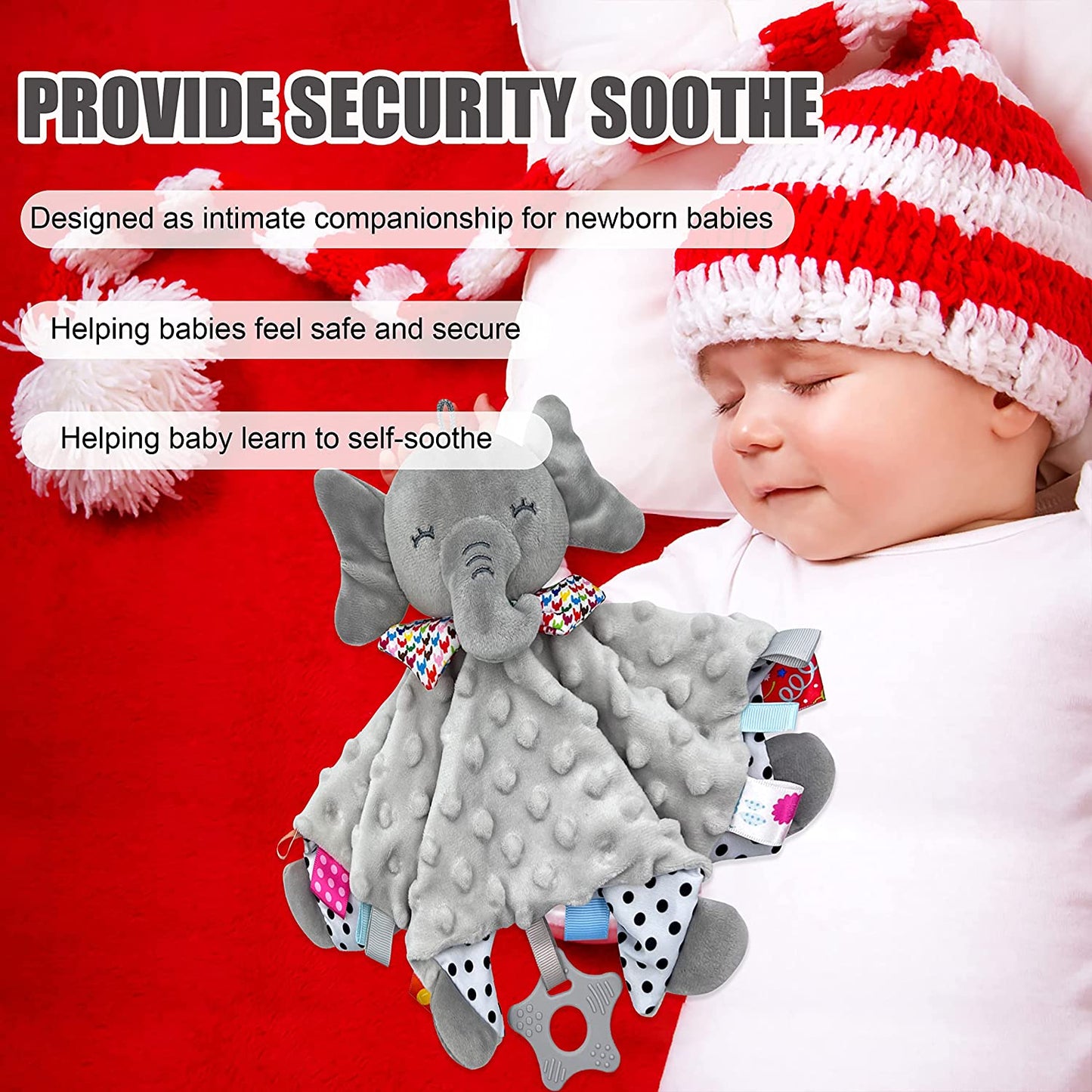 Elephant Baby Comforters Blanket Sensory Toys for Baby 0 3 6 12 Month Baby Gift