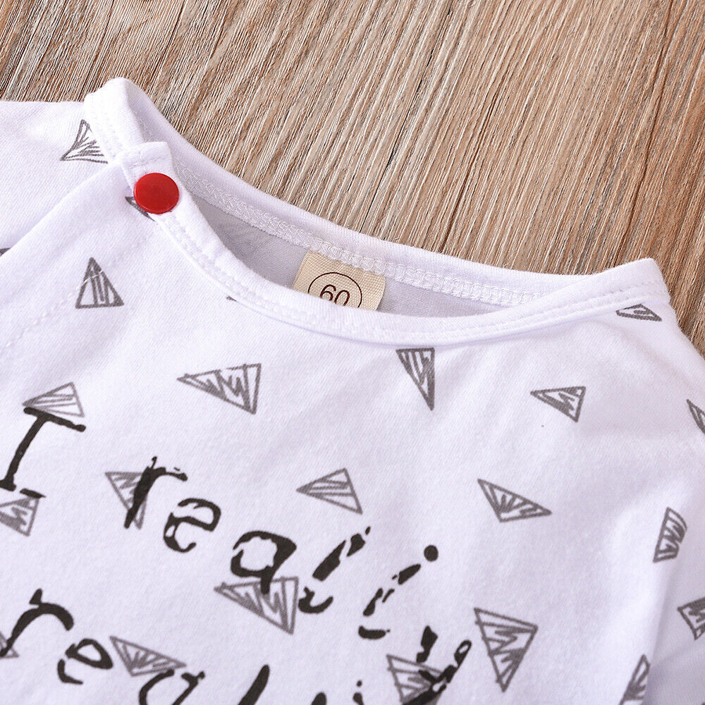 Newborn Baby Boy Girls Long Sleeve Romper Tops Pants Outfit Set Jumpsuit Clothes