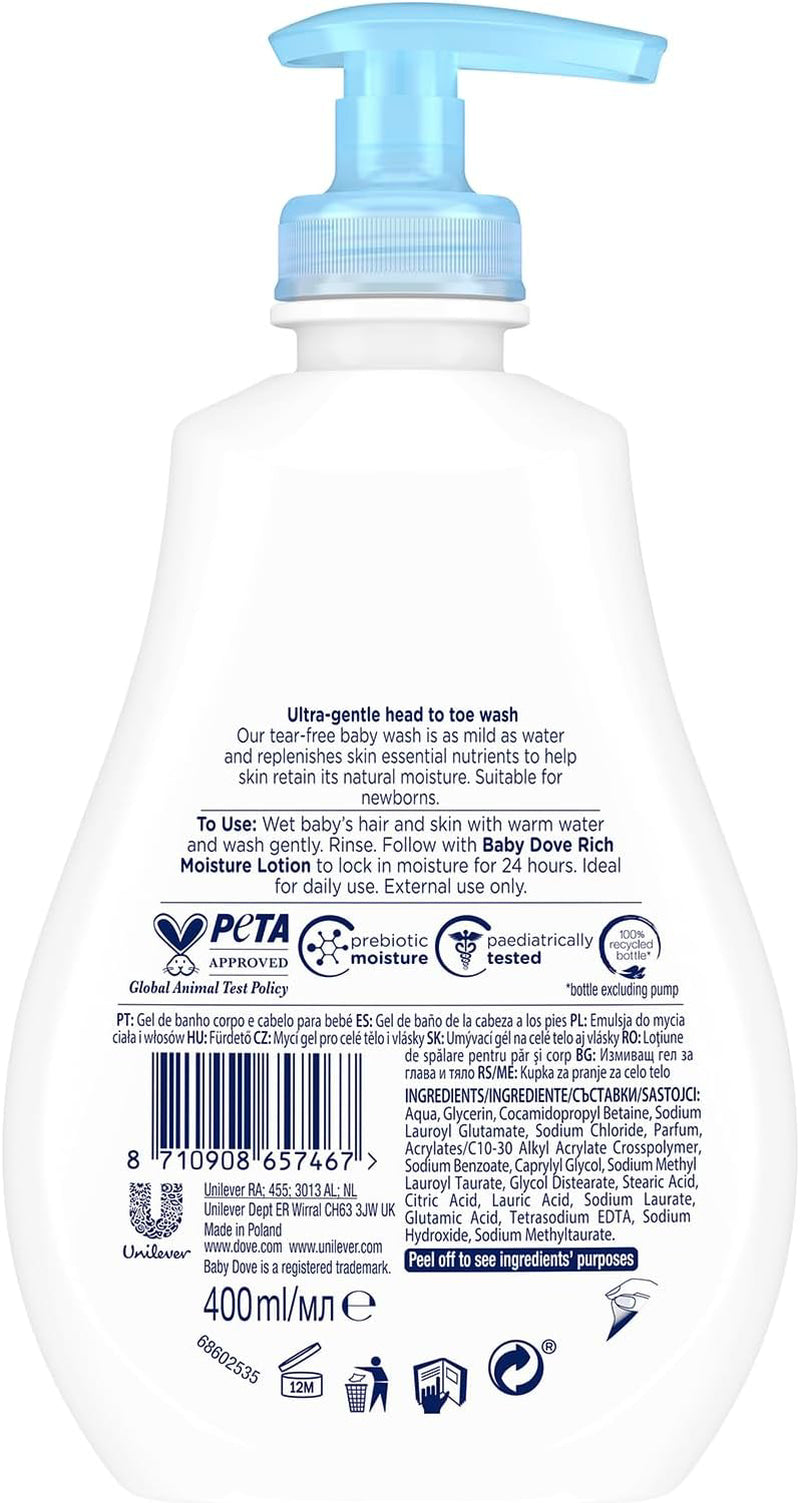 Baby Dove Rich Moisture Head to Toe Wash - Gentle & Nourishing Hair and Body For