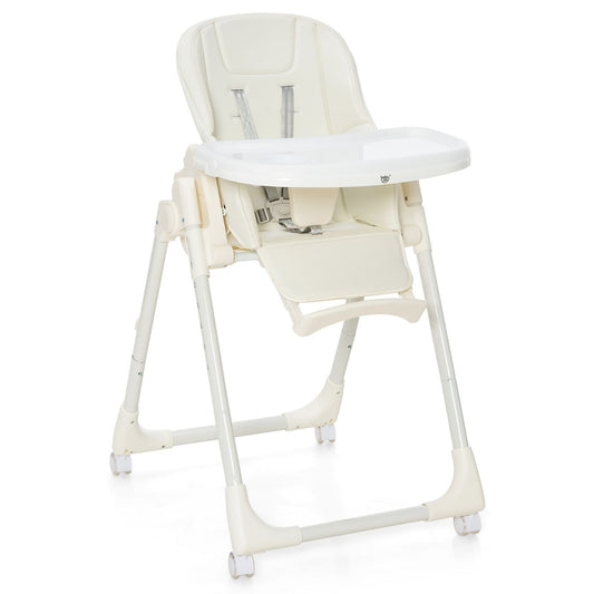 Folding Adjustable High Chair with 5 Recline Positions for Babies Toddlers