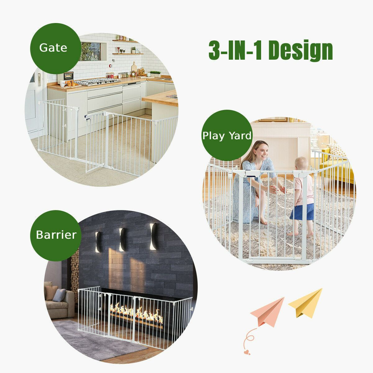 5 Panel Baby Safety Barrier with Gate