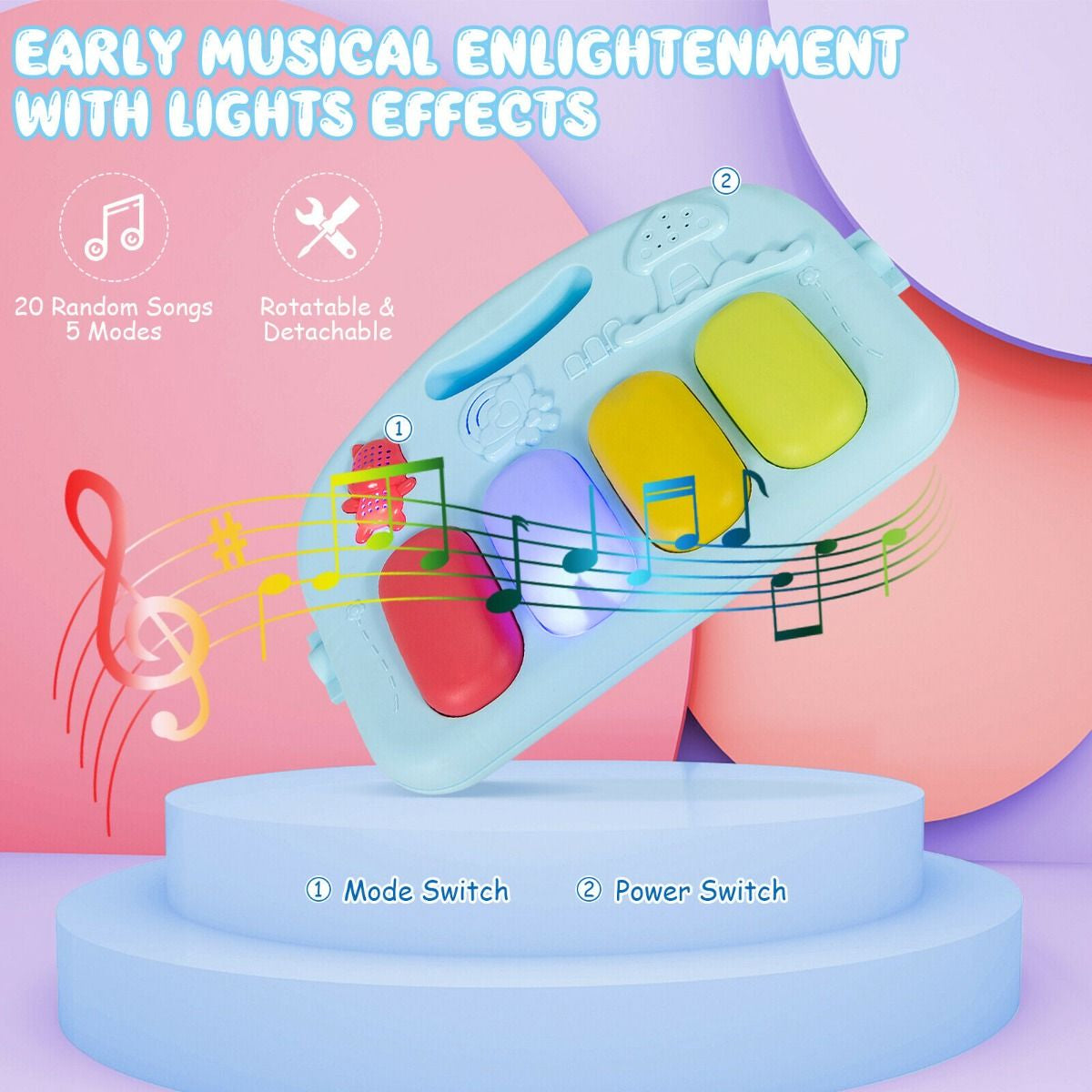 Baby Kick and Play Piano Gym with Lights and Hanging Sensory Toys