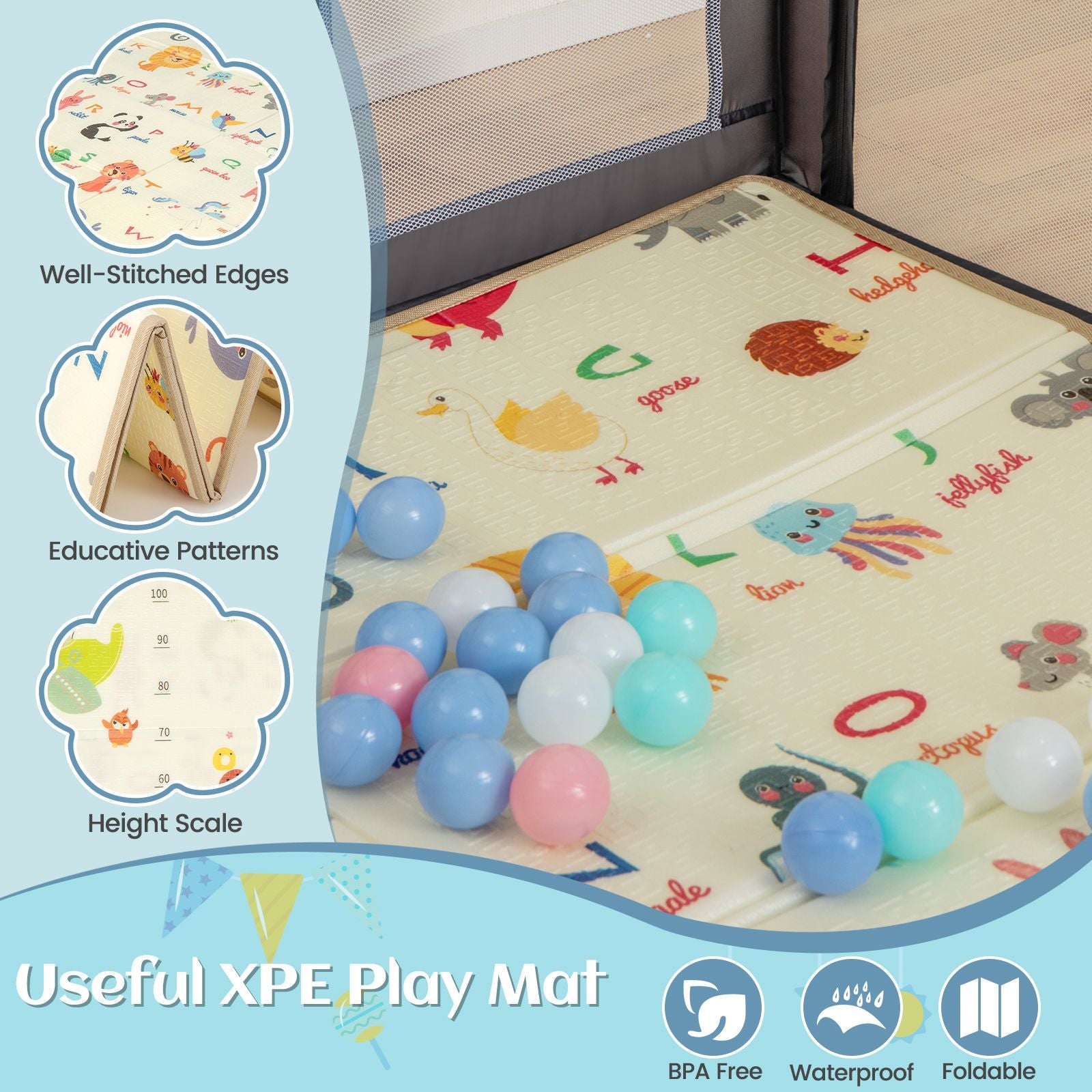 Large Baby Playpen with Mat and Ocean Balls