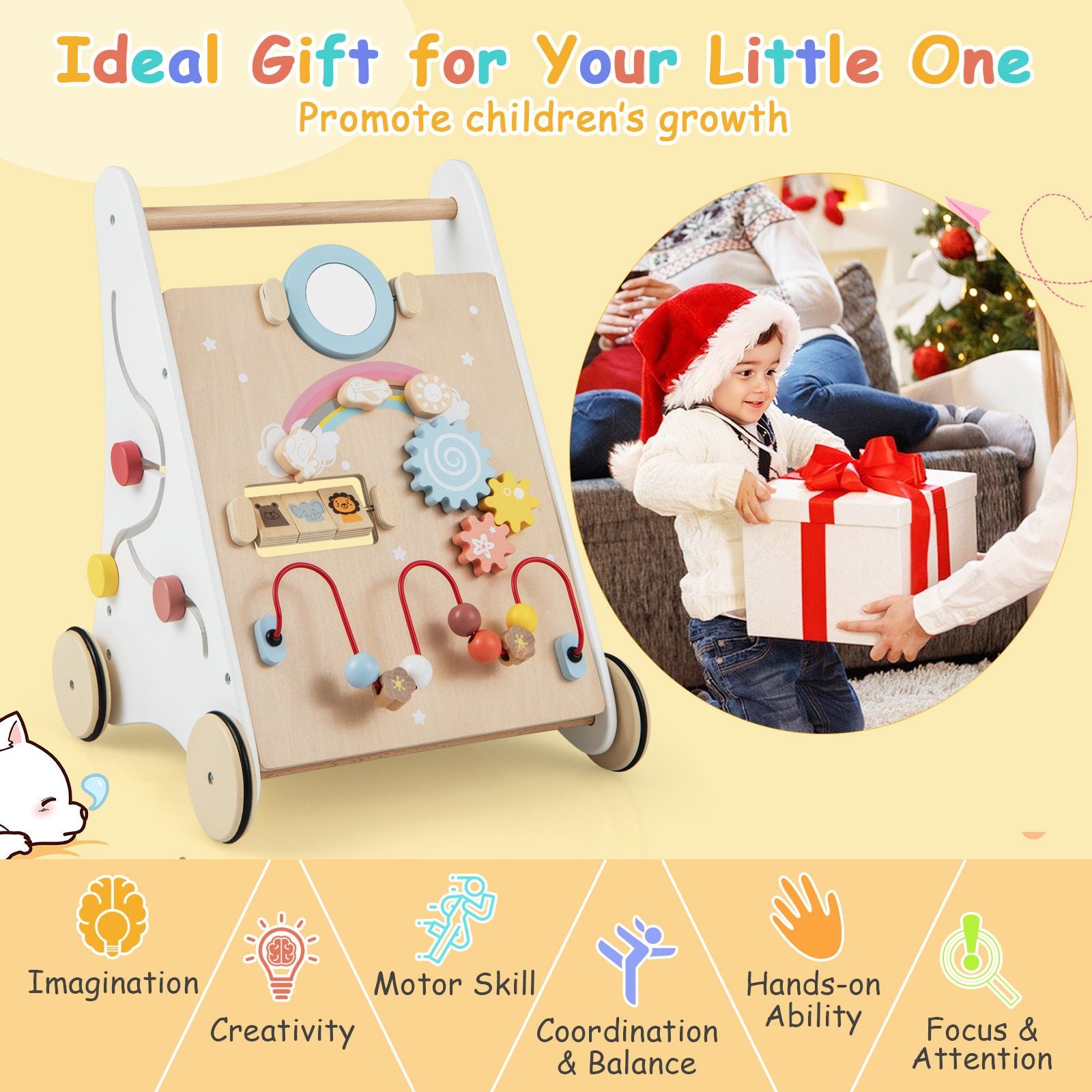7 in 1 Baby Wooden Baby Walker for 1+ Year Old