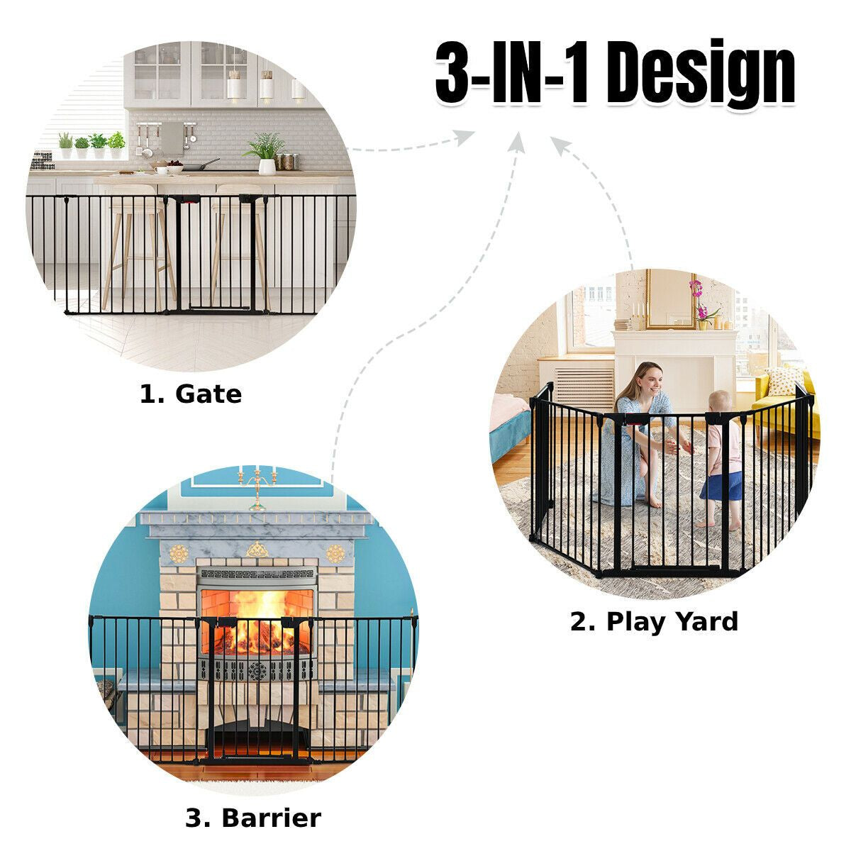 5 Panel Baby Safety Barrier with Gate