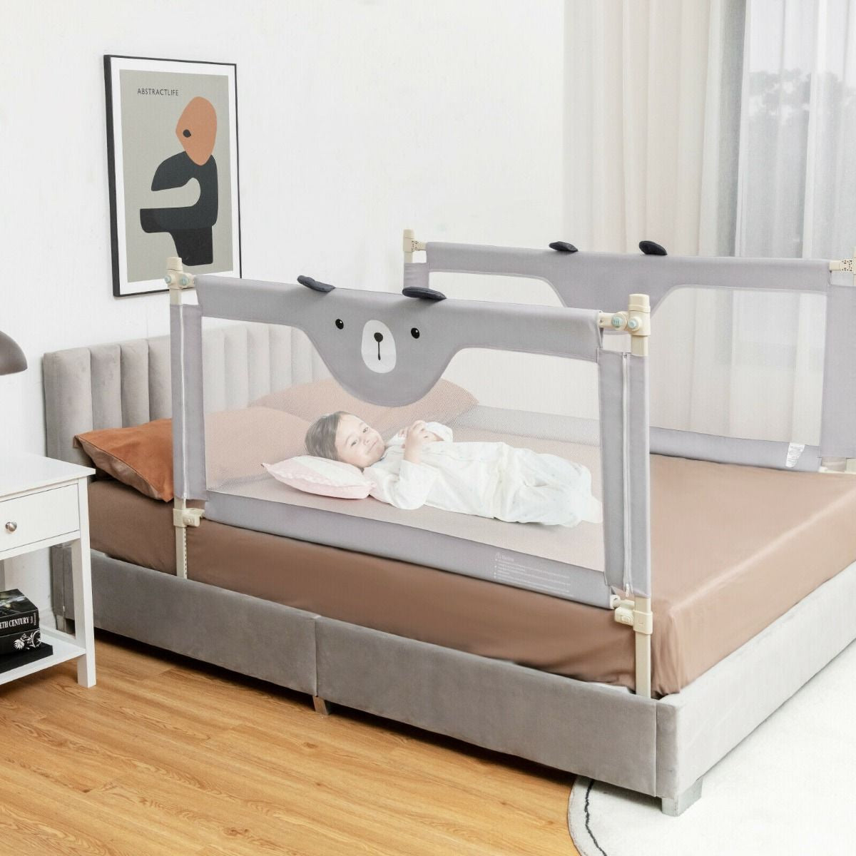 142/175CM Toddler Infant Security Guardrail with Double Lock