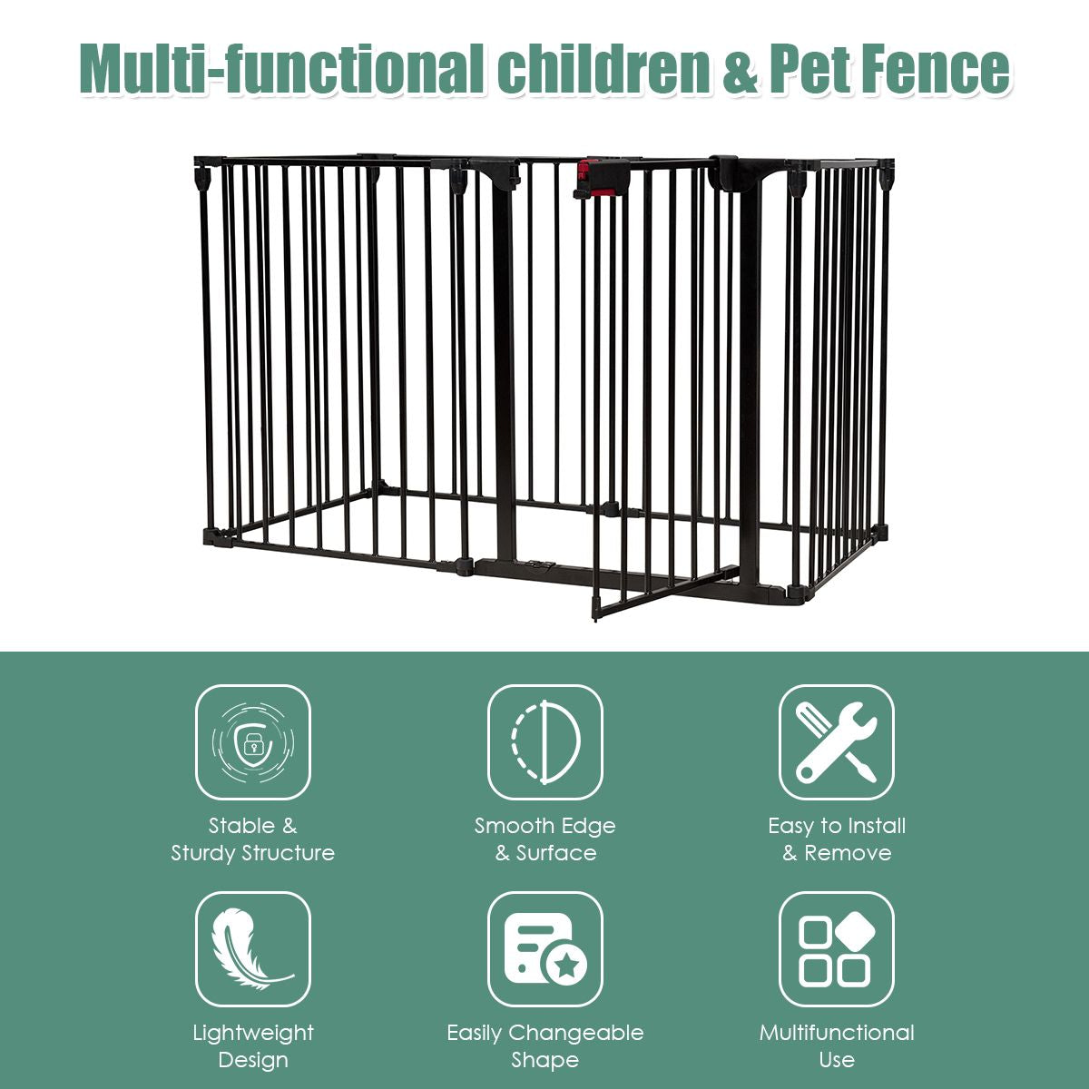 8 Panels Baby Playpen Metal Foldable Design with Safety Lock