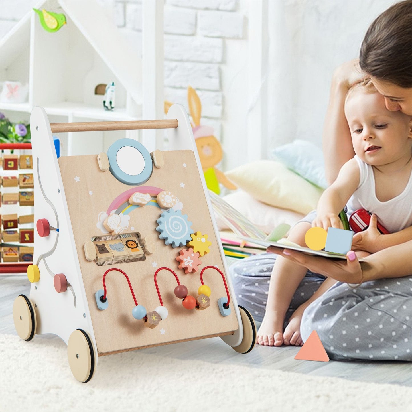 7 in 1 Baby Wooden Baby Walker for 1+ Year Old