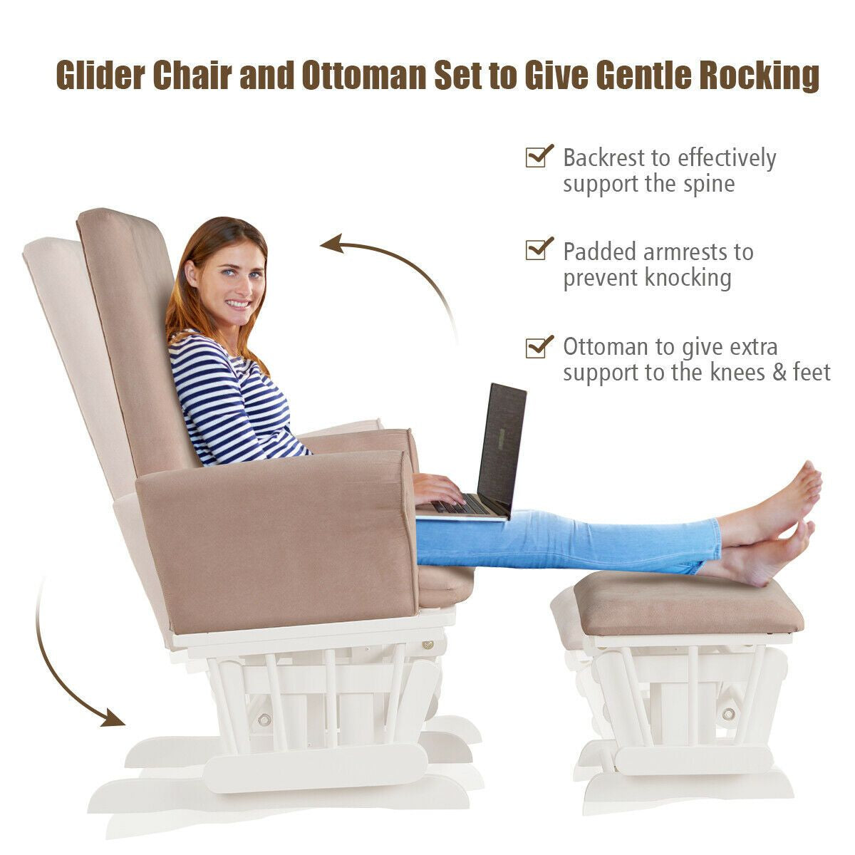 Wooden Glider Chair with Footstool