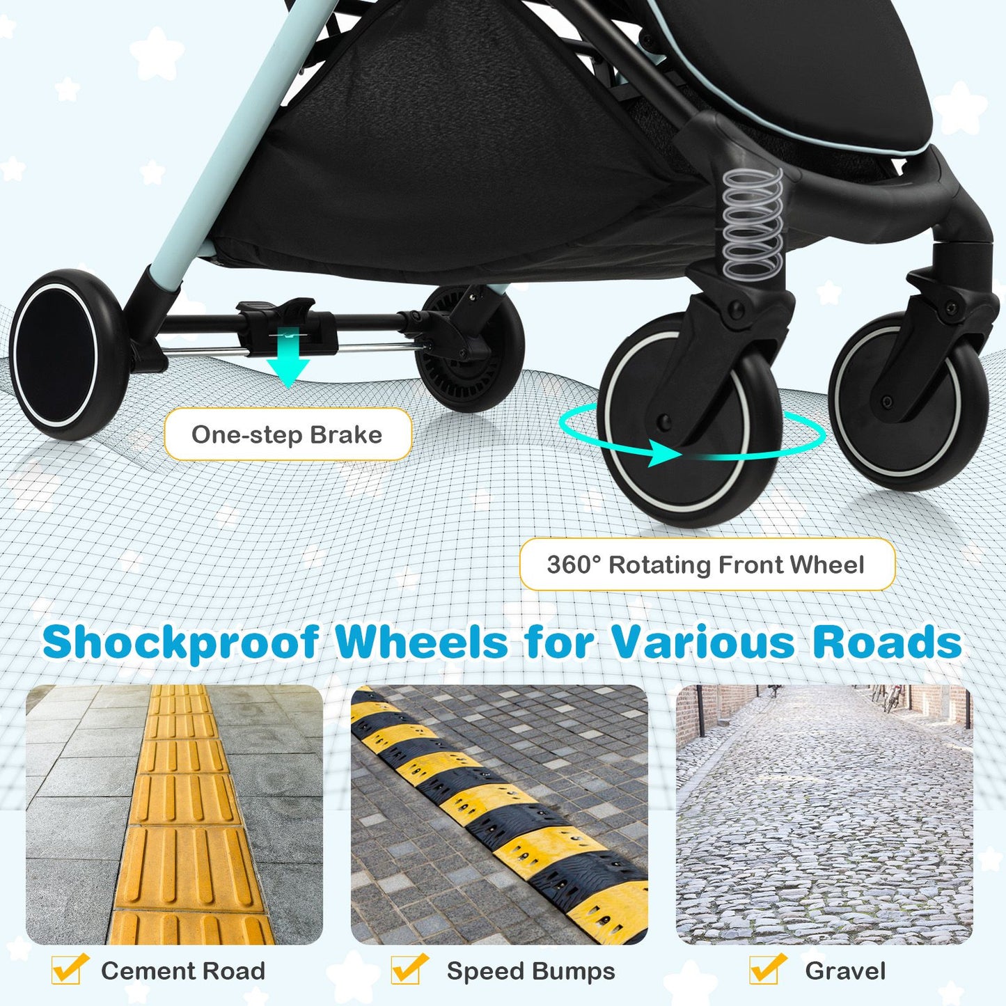 Lightweight Baby Stroller with Detachable Seat Cover