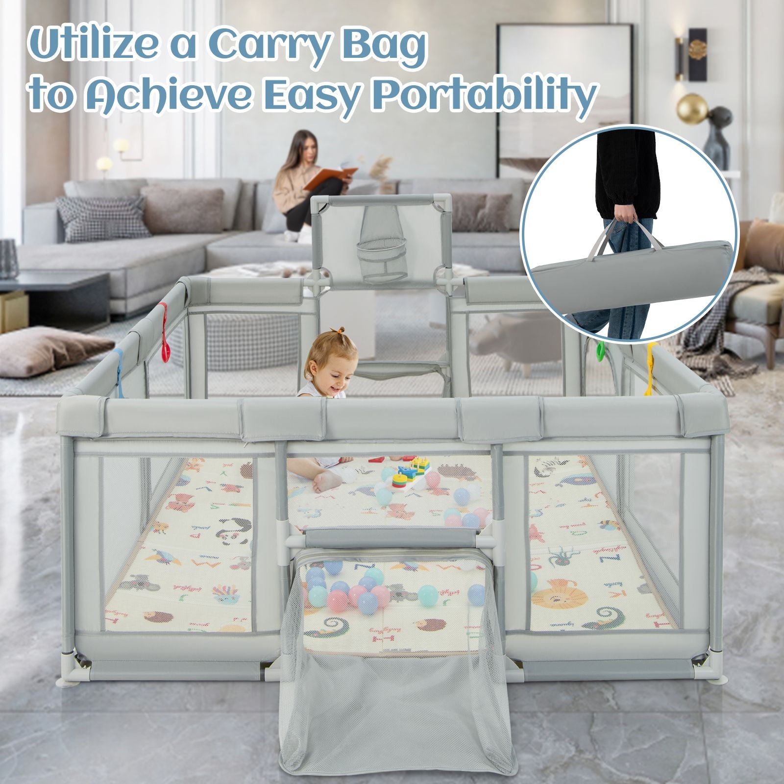 Large Baby Playpen with Mat and Ocean Balls