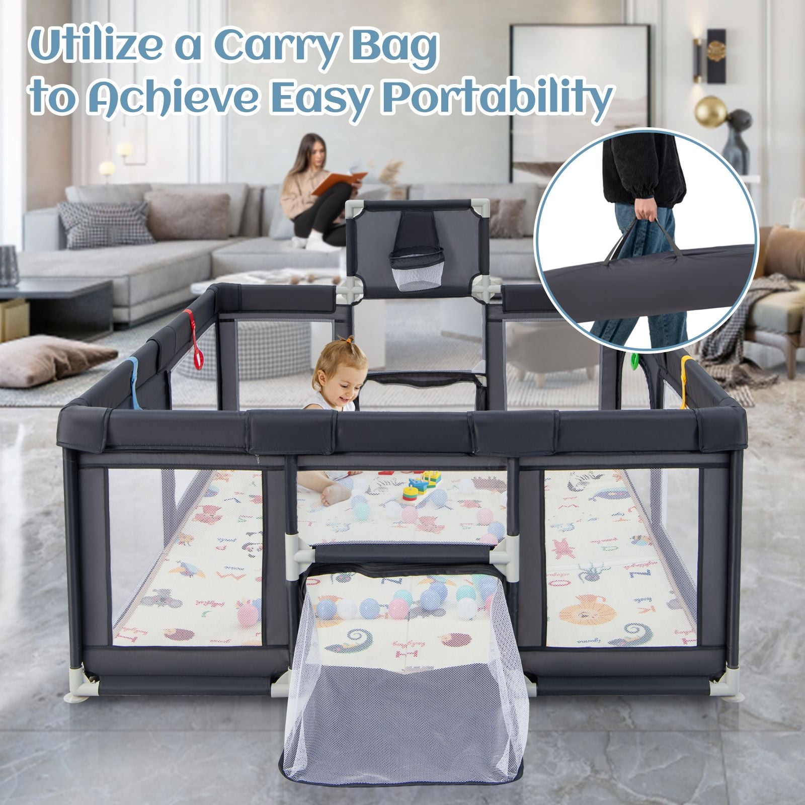 Large Baby Playpen with Mat and Ocean Balls