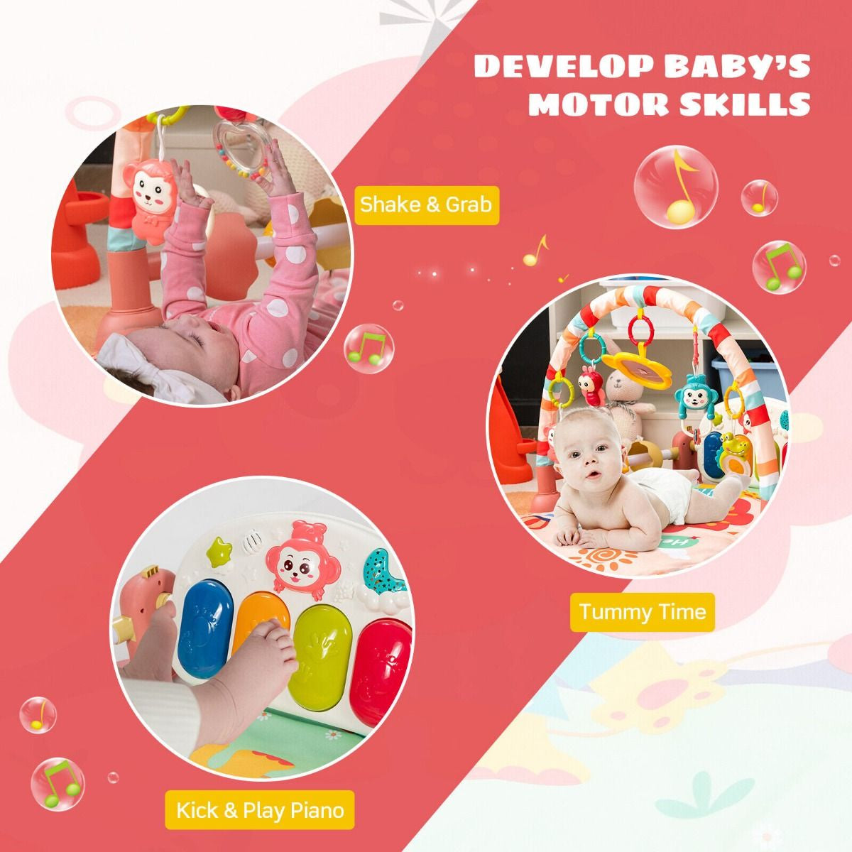Baby Play Mat Kick and Play Piano Gym Activity Center with Projector