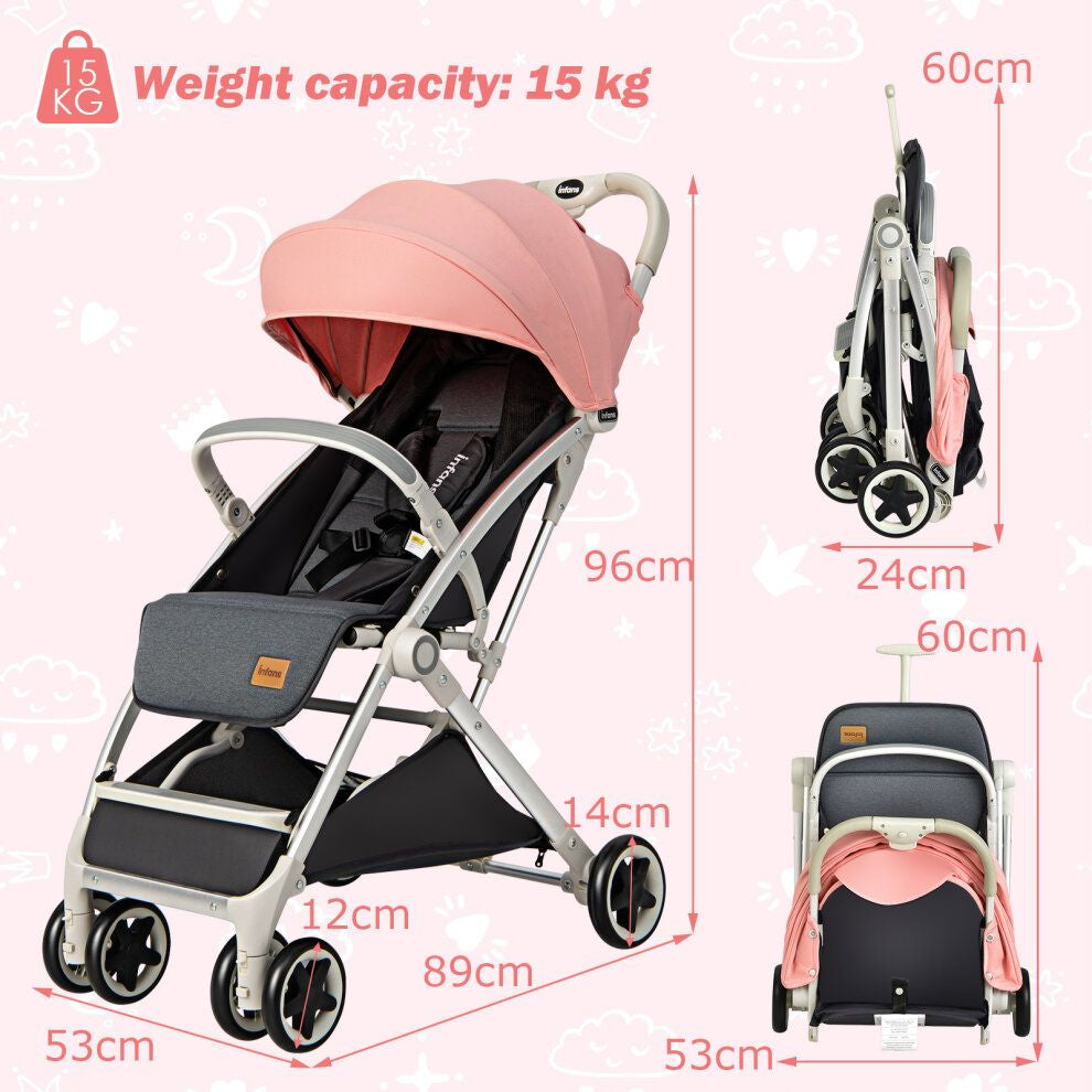 Folding Pushchair with Adjustable Backrest and Footrest
