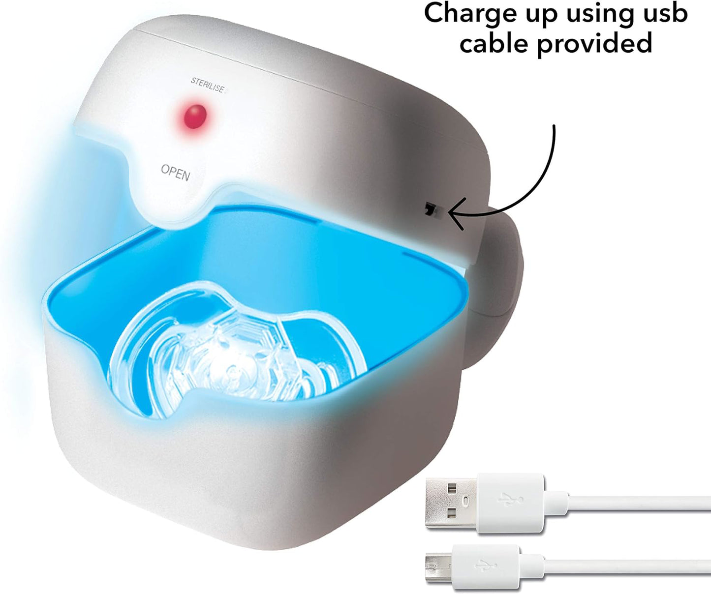 Nuby UV Dummy Steriliser, No Water, Chemicals, Cooling or Drying Required. Kills