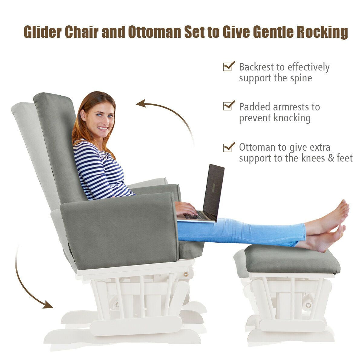 Wooden Glider Chair with Footstool