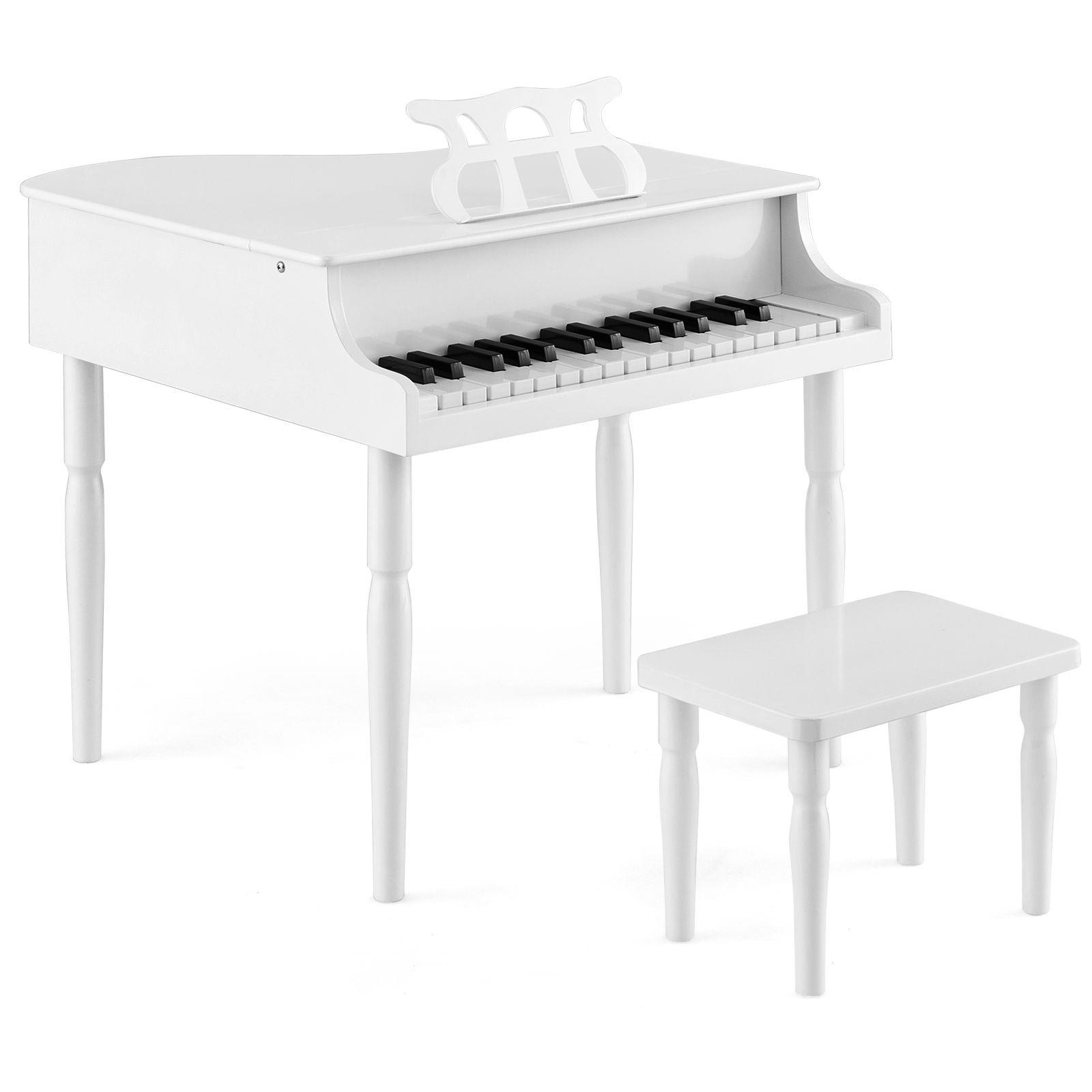 30-Key Classical Learn-To-Play Musical Instrument Toy with Music Stand and Solid Wood Legs
