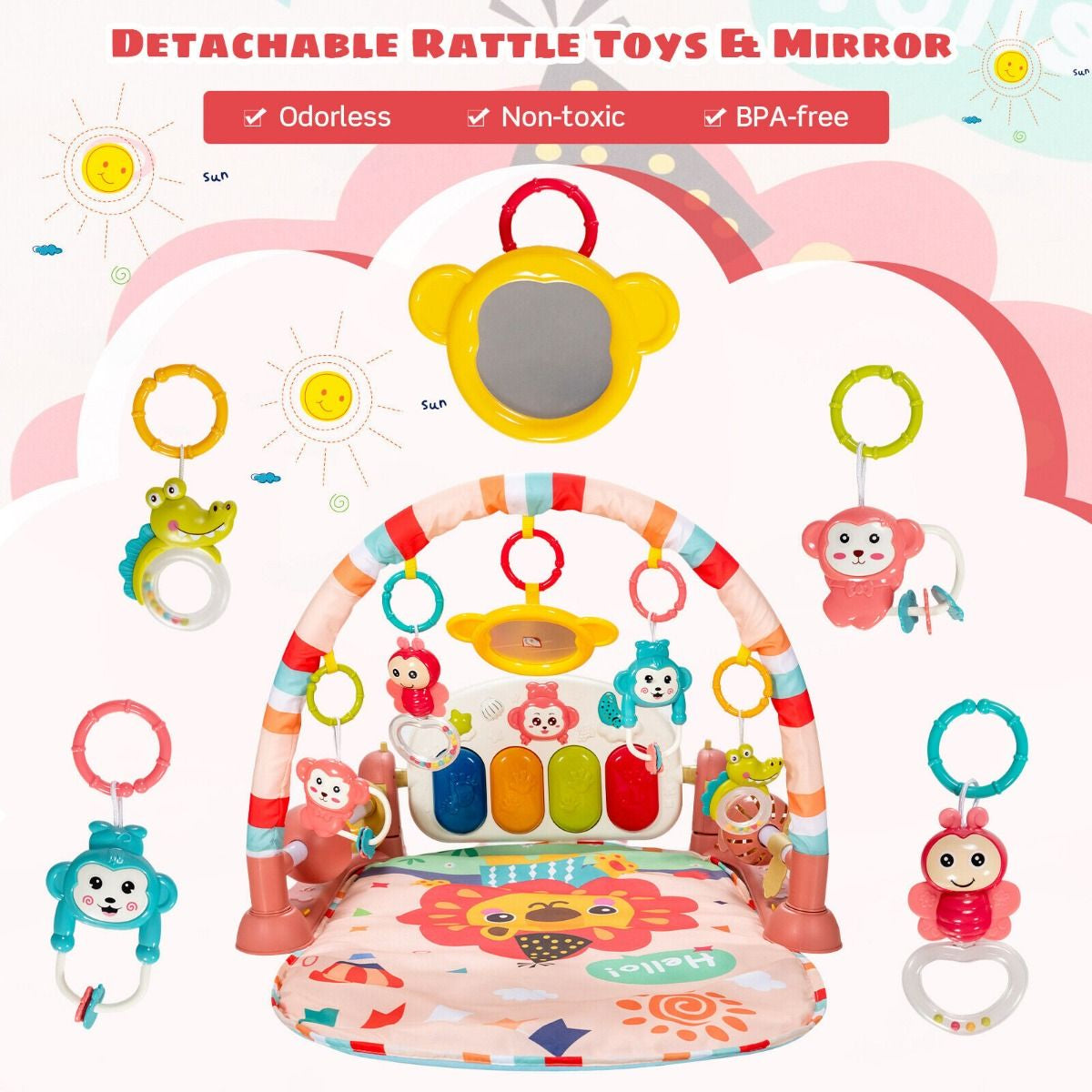 Baby Play Mat Kick and Play Piano Gym Activity Center with Projector