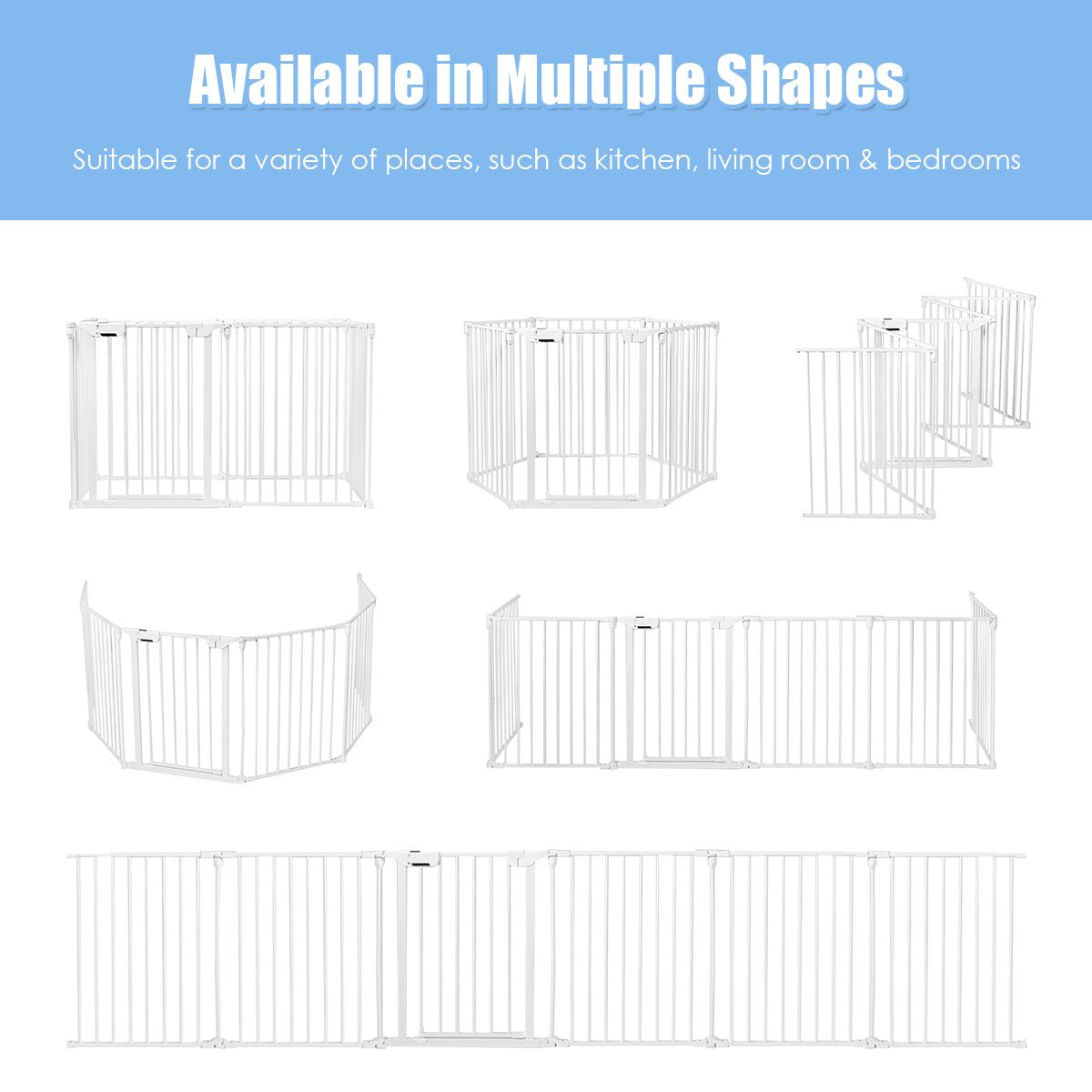 8 Panels Baby Playpen Metal Foldable Design with Safety Lock