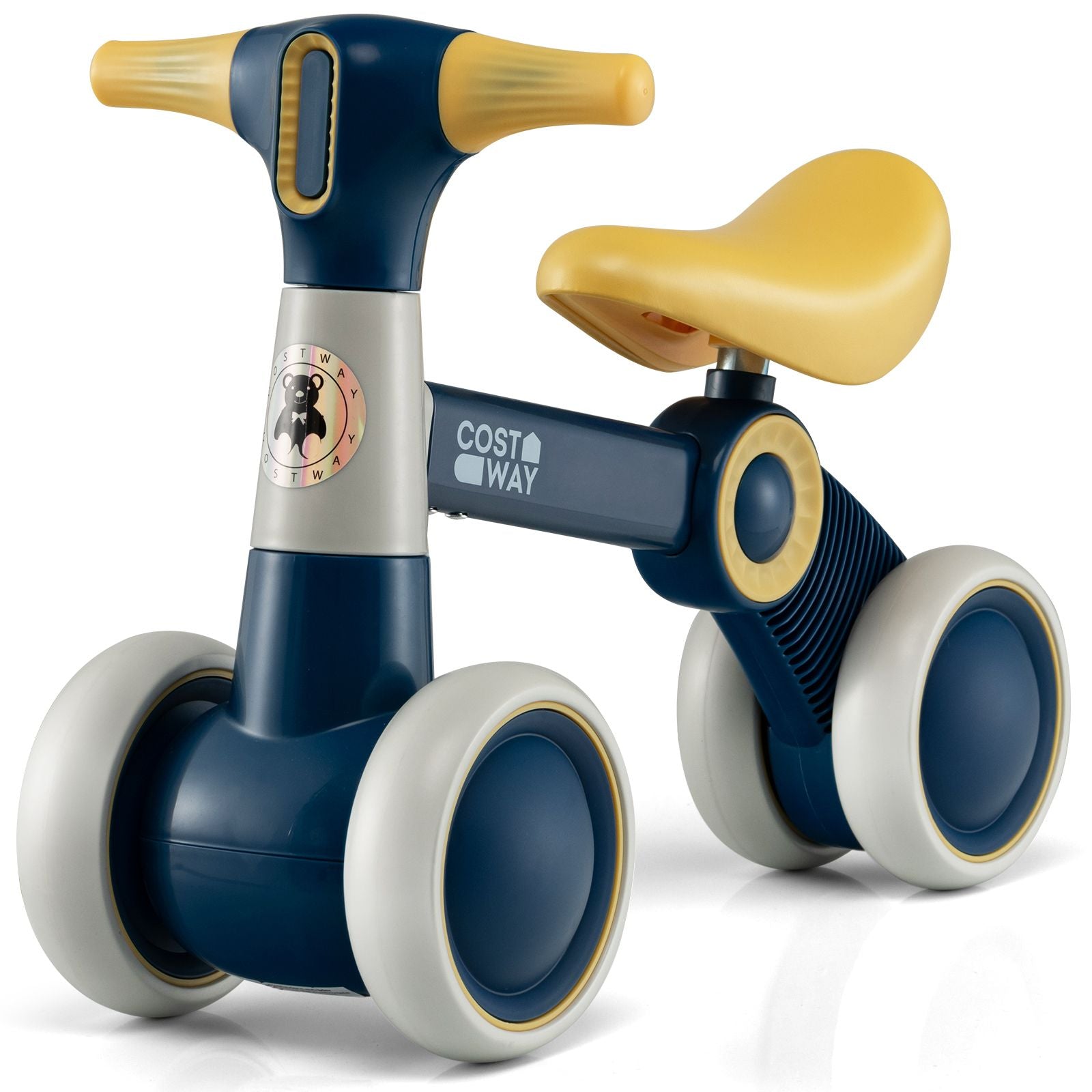 Cute Baby Balance Bike 4 Wheels with Steering Handlebars No Pedal
