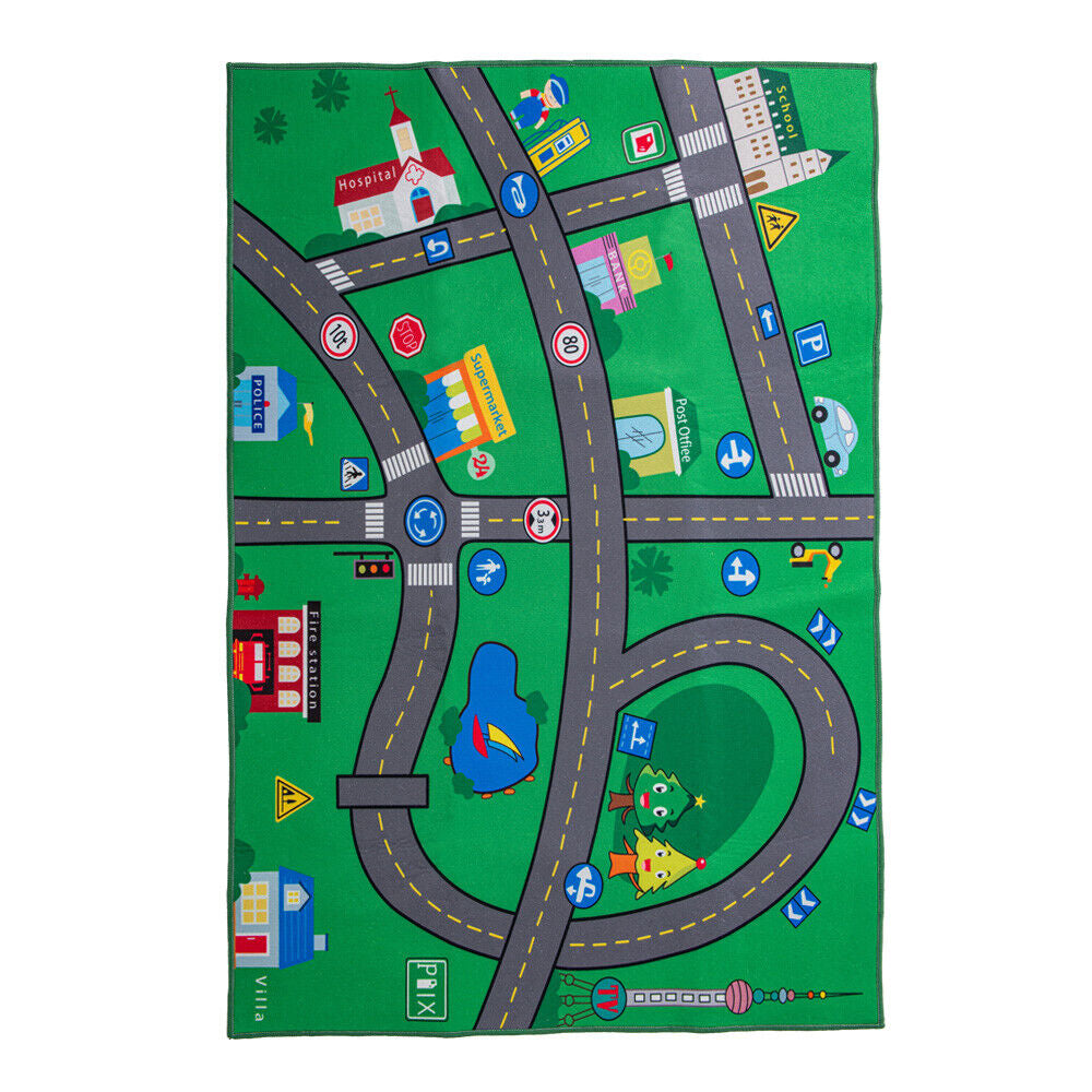 Interactive Kids Children'S Rugs Town Road Map City Rug Play Village Mat 80X120
