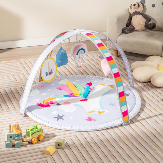 Baby Play Gym Mat 7-In-1 Tummy Time Activity with 5 Detachable Toys