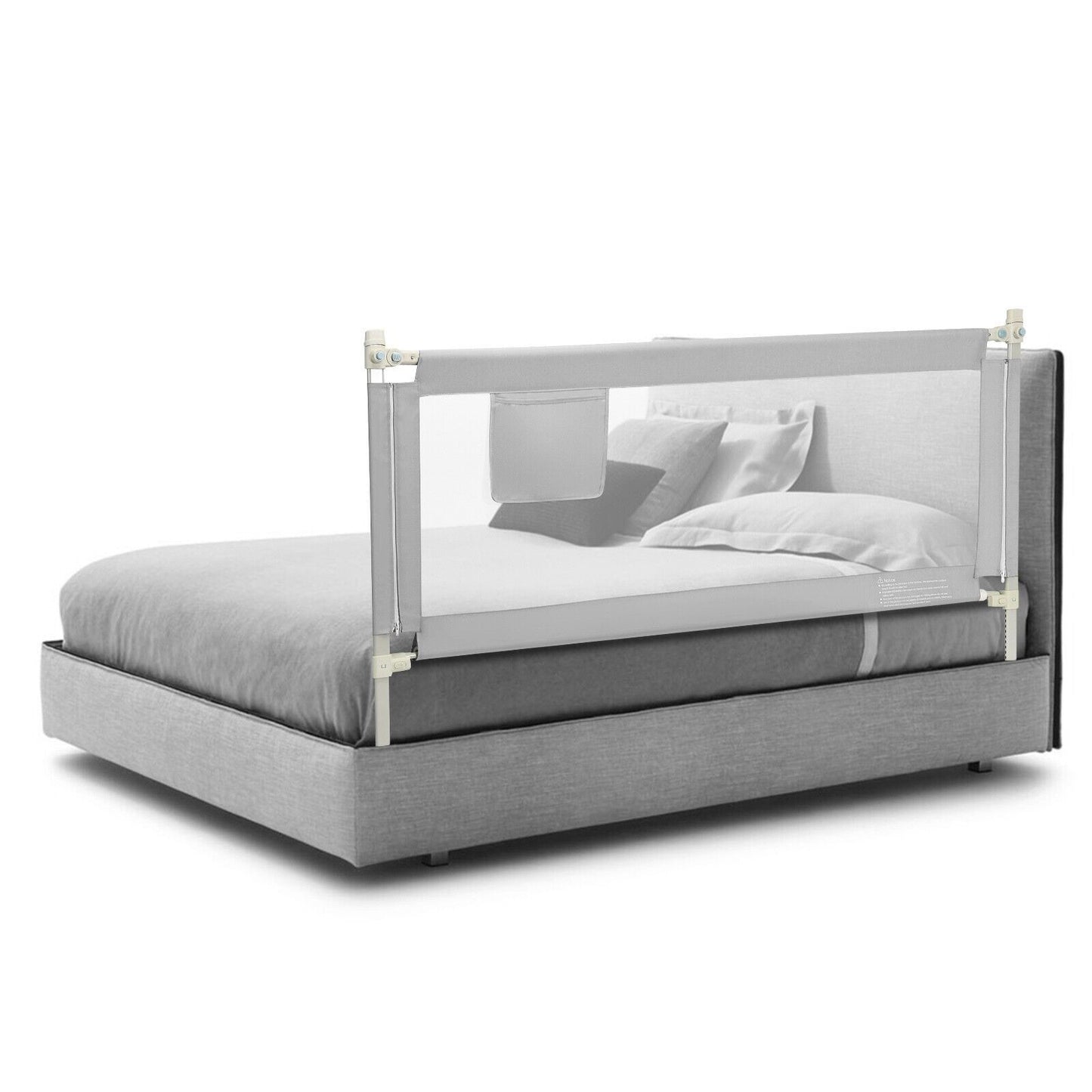 175 Cm Infant Safety Bed Guardrail with Anti-Collision Cotton and Side Pocket