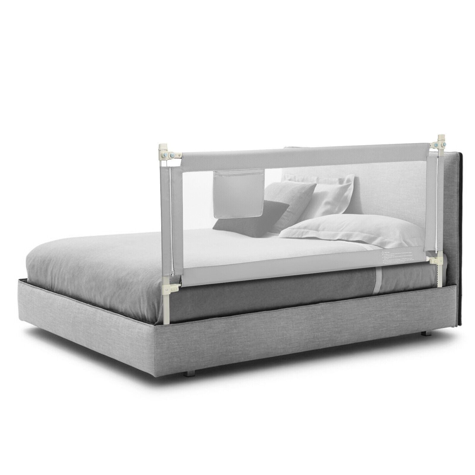 175 Cm Infant Safety Bed Guardrail with Anti-Collision Cotton and Side Pocket