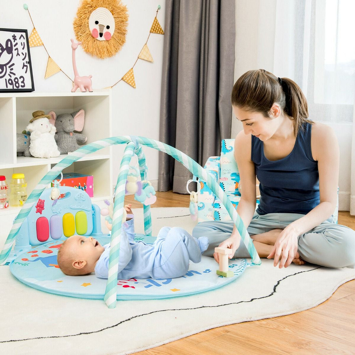 Baby Kick and Play Piano Gym with Lights and Hanging Sensory Toys