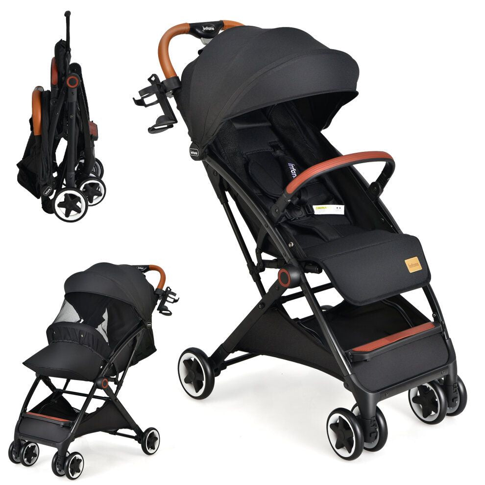 Folding Pushchair with Adjustable Backrest and Footrest