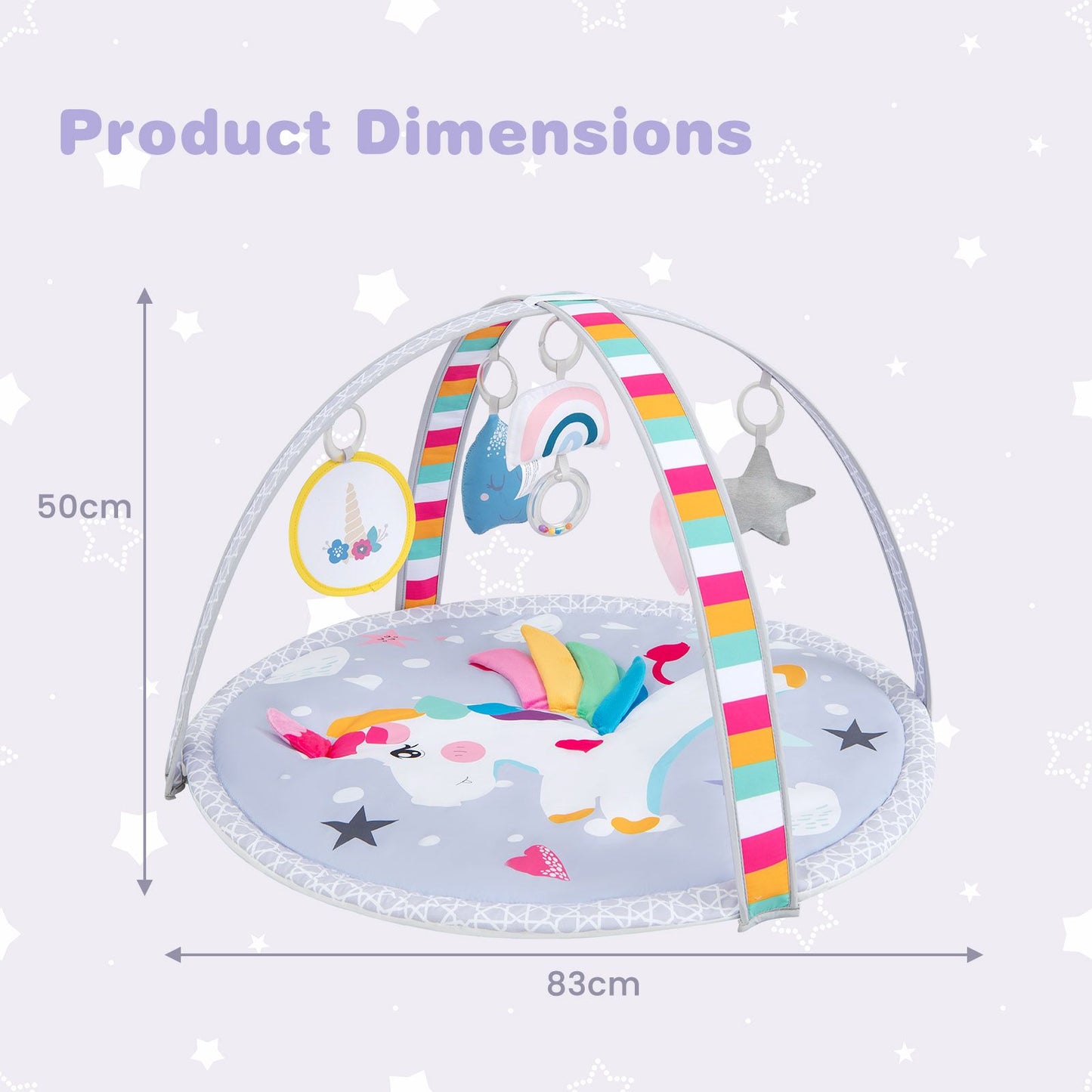 Baby Play Gym Mat 7-In-1 Tummy Time Activity with 5 Detachable Toys