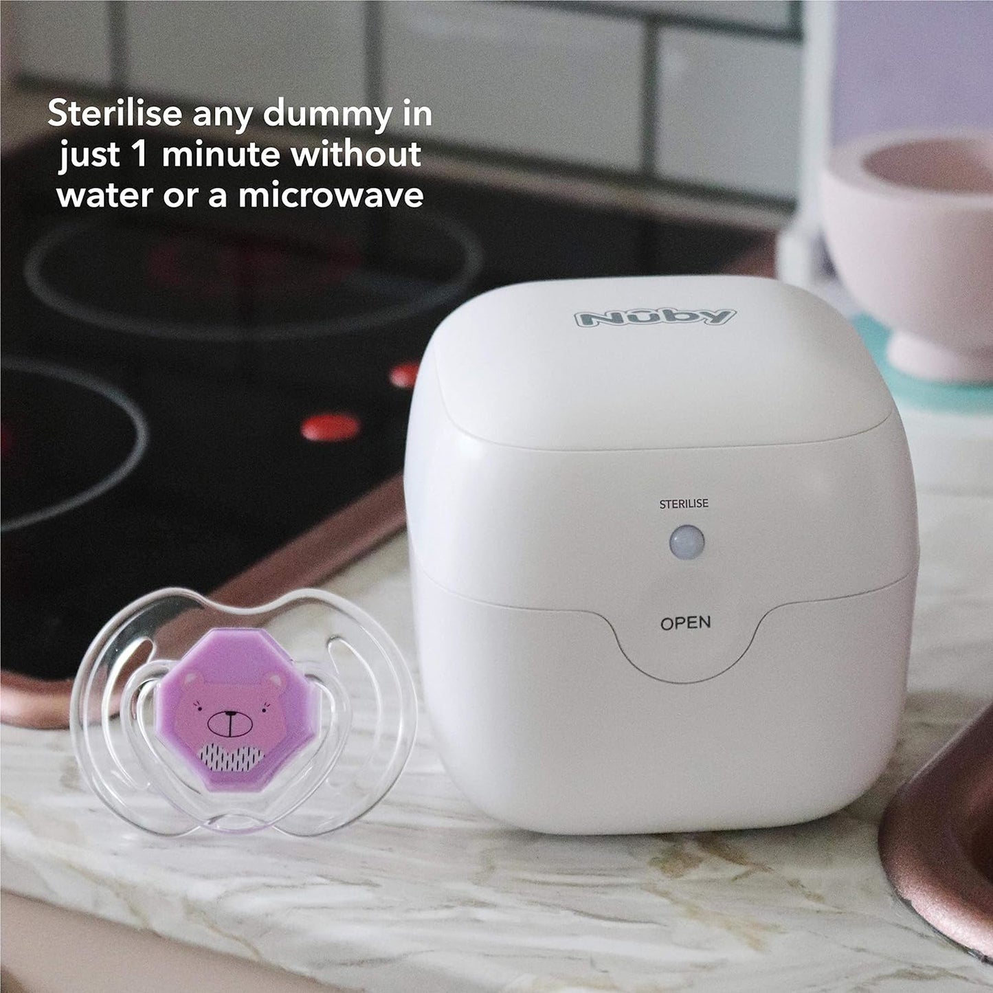 Nuby UV Dummy Steriliser, No Water, Chemicals, Cooling or Drying Required. Kills