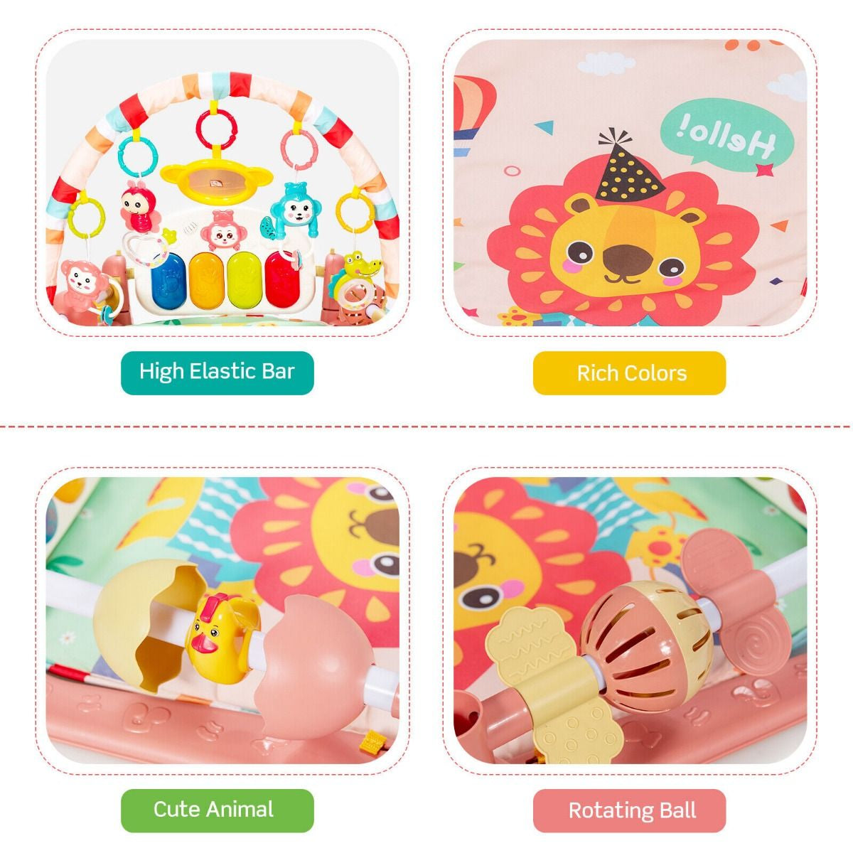 Baby Play Mat Kick and Play Piano Gym Activity Center with Projector