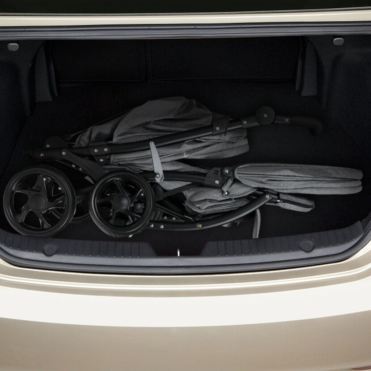 Double Pushchair with Adjustable Backrest and Sunshade