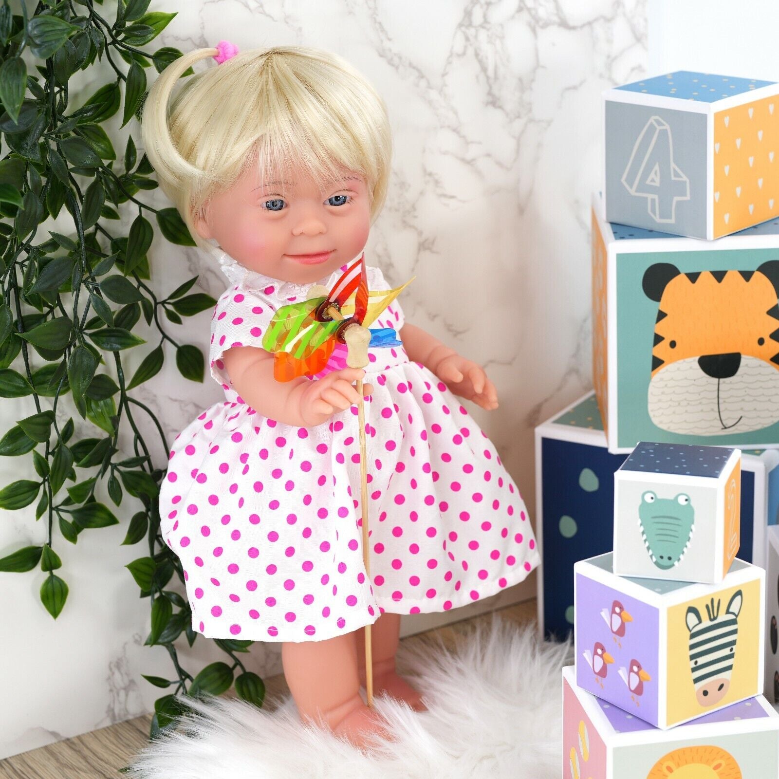 Baby Doll with Down'S Syndrome Bibi Doll Realistic Lifelike Soft Vinyl 14" Doll